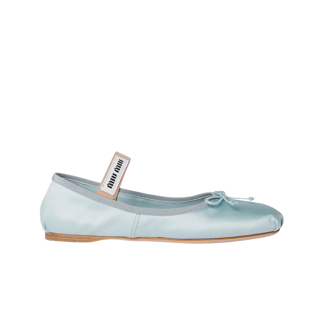 (W) 미우 미우 사틴 발레리나 레이크 블루((W) Miu Miu Satin Ballerinas Lake Blue)