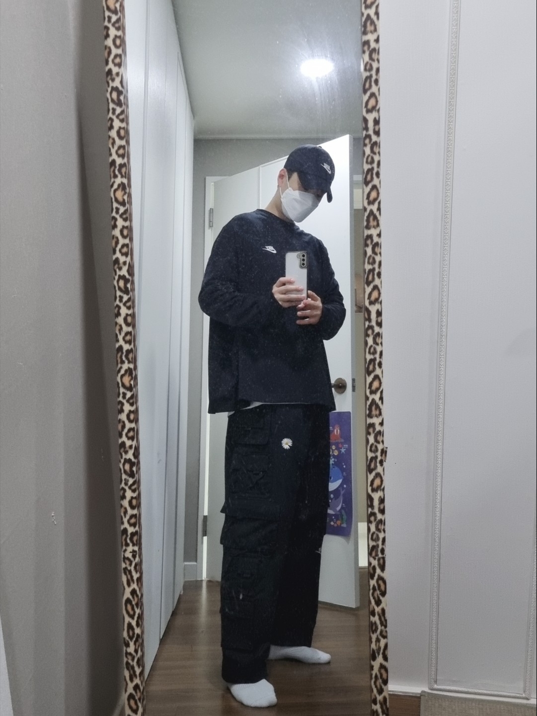 Nike x Peaceminusone LS T-Shirt Black (DR0098-010), Nike x Peaceminusone Wide Pants Black (DR0096-010) 착용 스타일 - 3