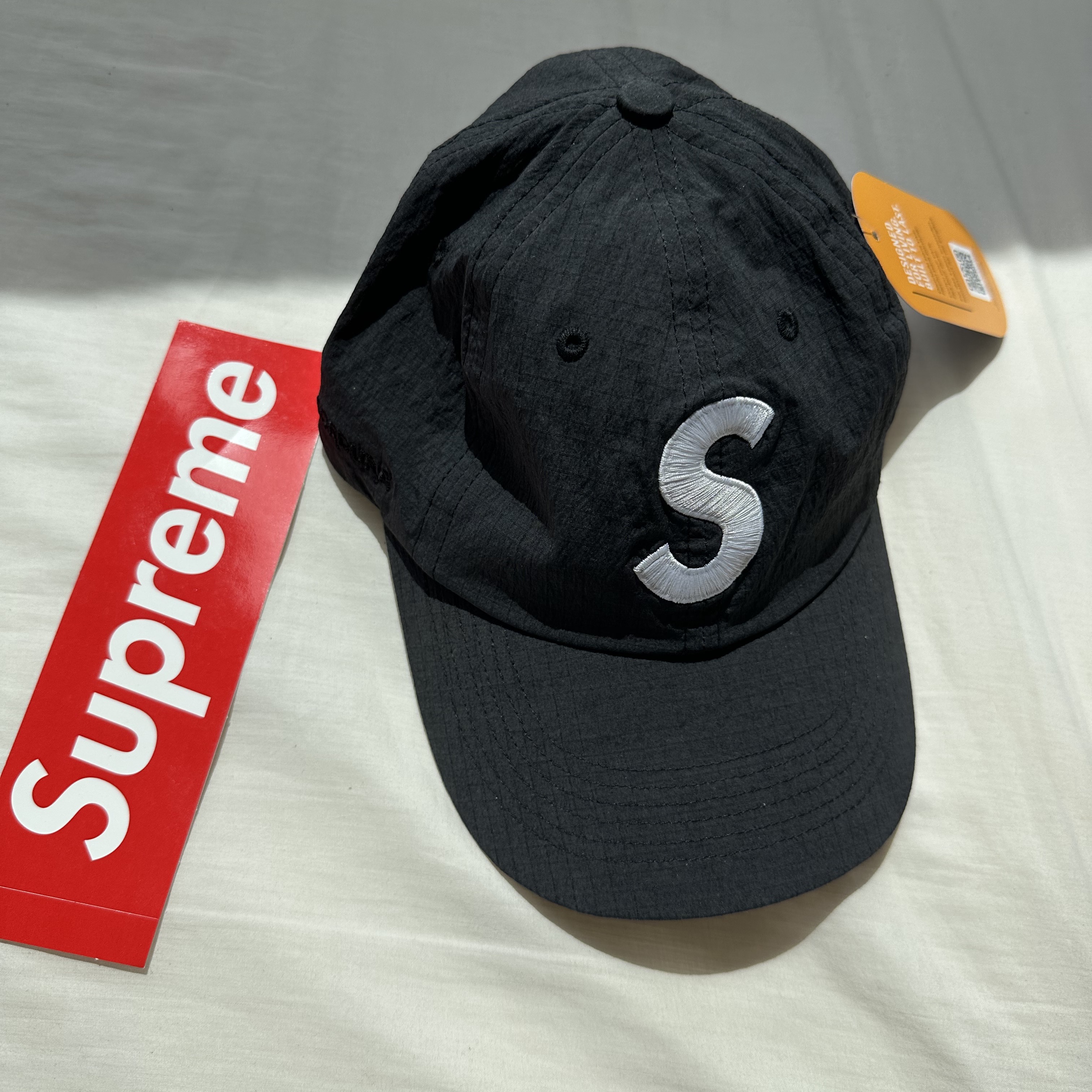 Supreme Cordura Ripstop S Logo 6-Panel Black - 23SS 착용 스타일