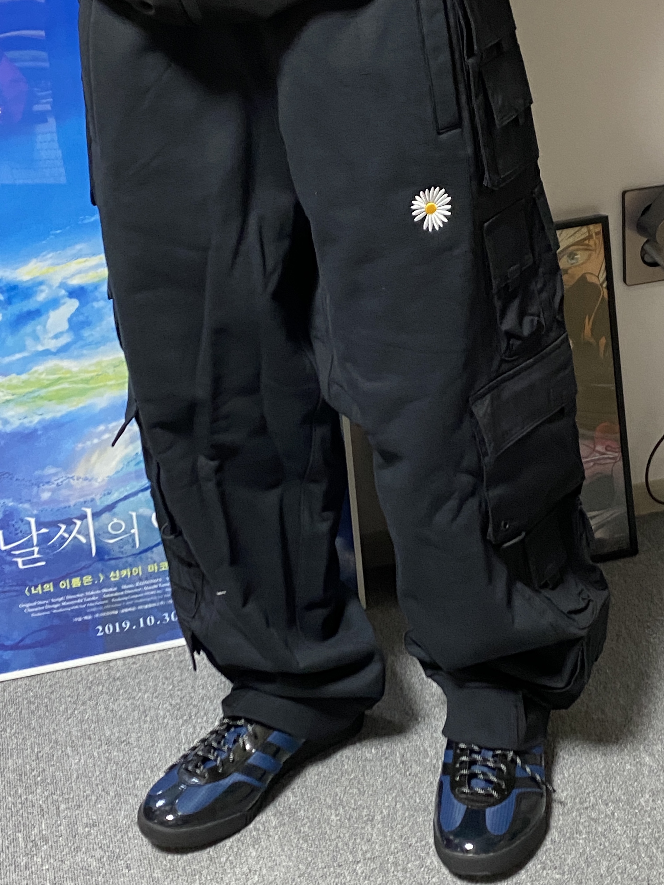 Nike x Peaceminusone Wide Pants Black (DR0096-010), Adidas x Blondey McCoy A.B. Gazelle Indoor Mineral Blue 착용 스타일