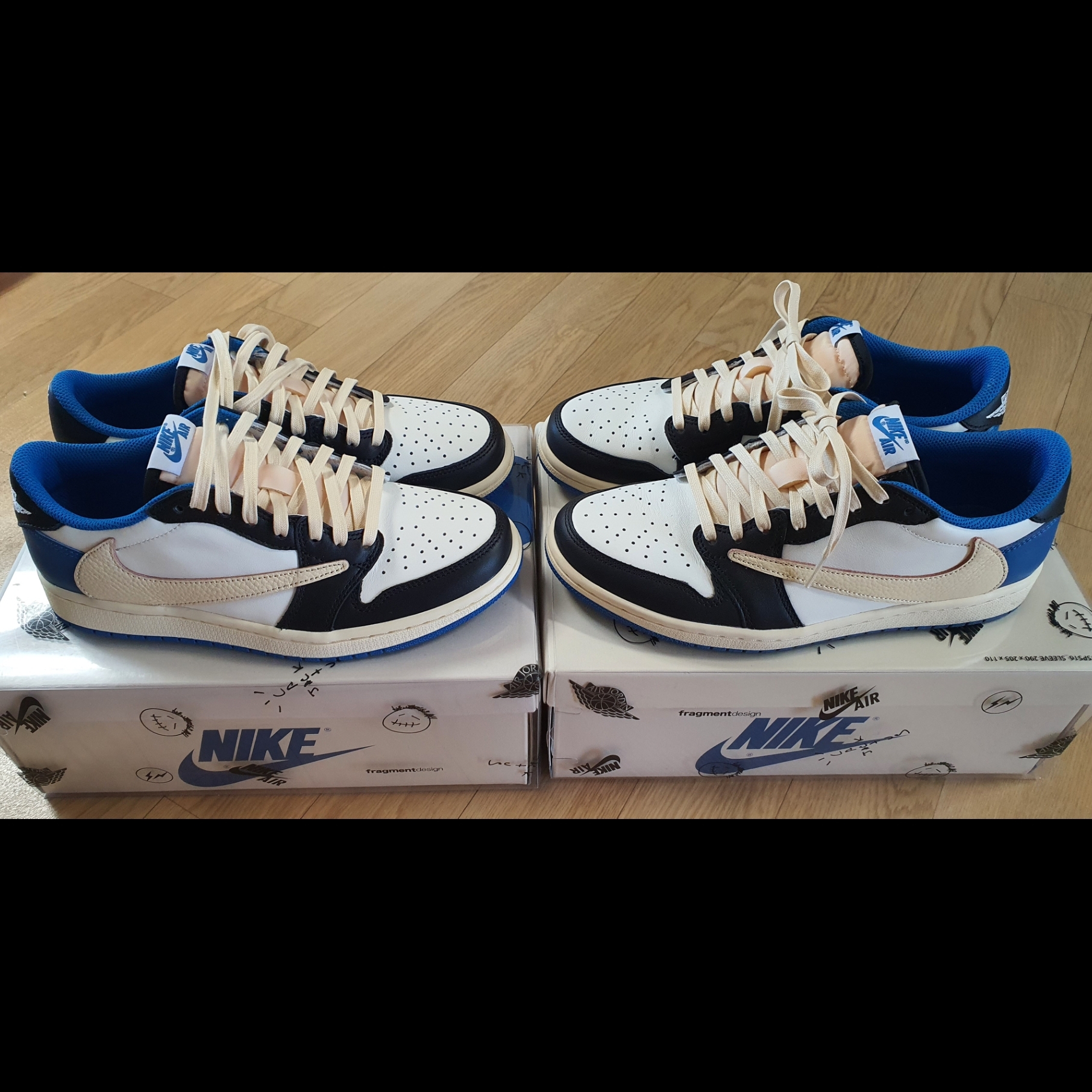 Jordan 1 x Travis Scott x Fragment Retro Low OG SP Military Blue 착용 스타일