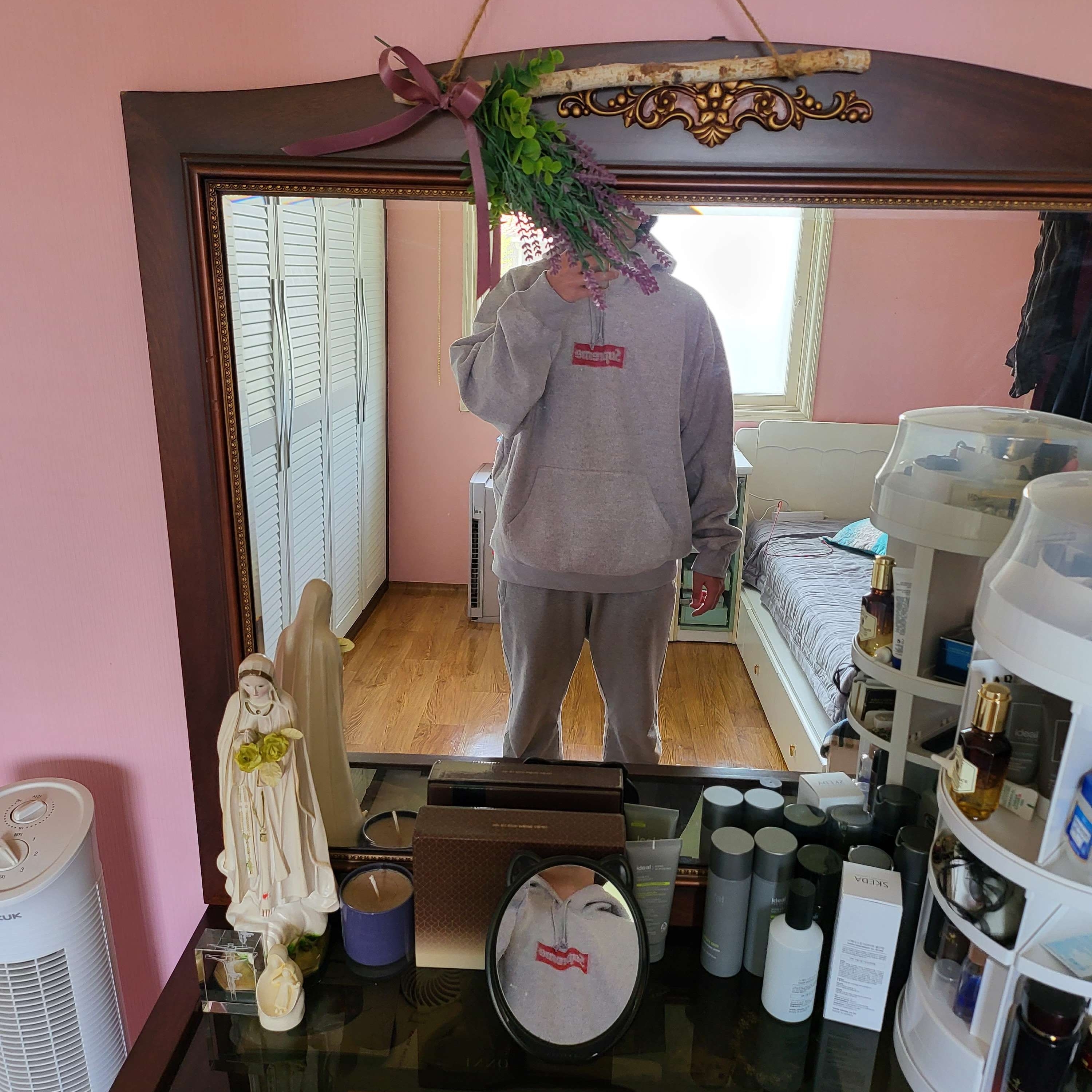 Supreme Inside Out Box Logo Hooded Sweatshirt Heather Grey - 23SS 착용 스타일