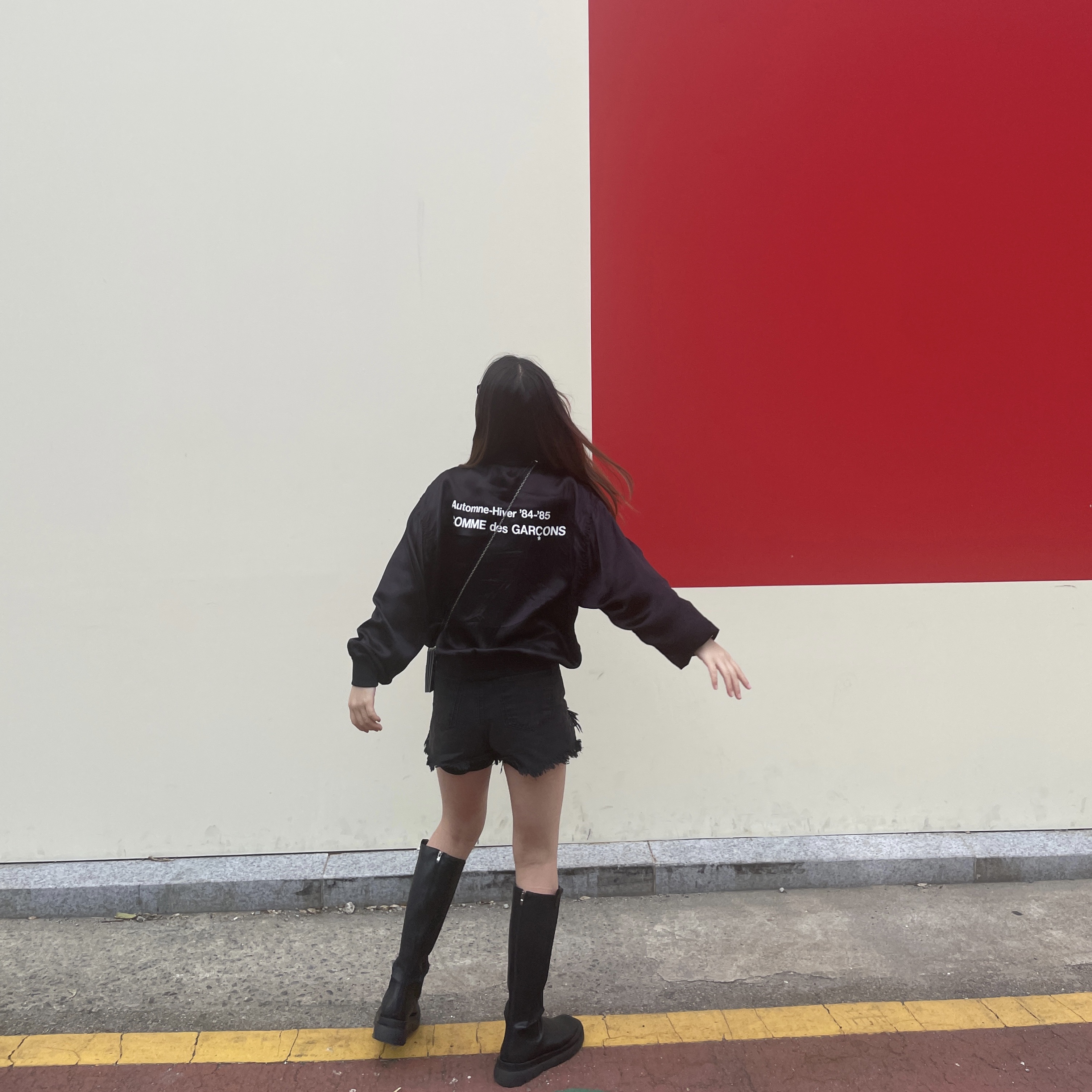 CDG '84-85 Staff Blouson Black 착용 스타일 - 2