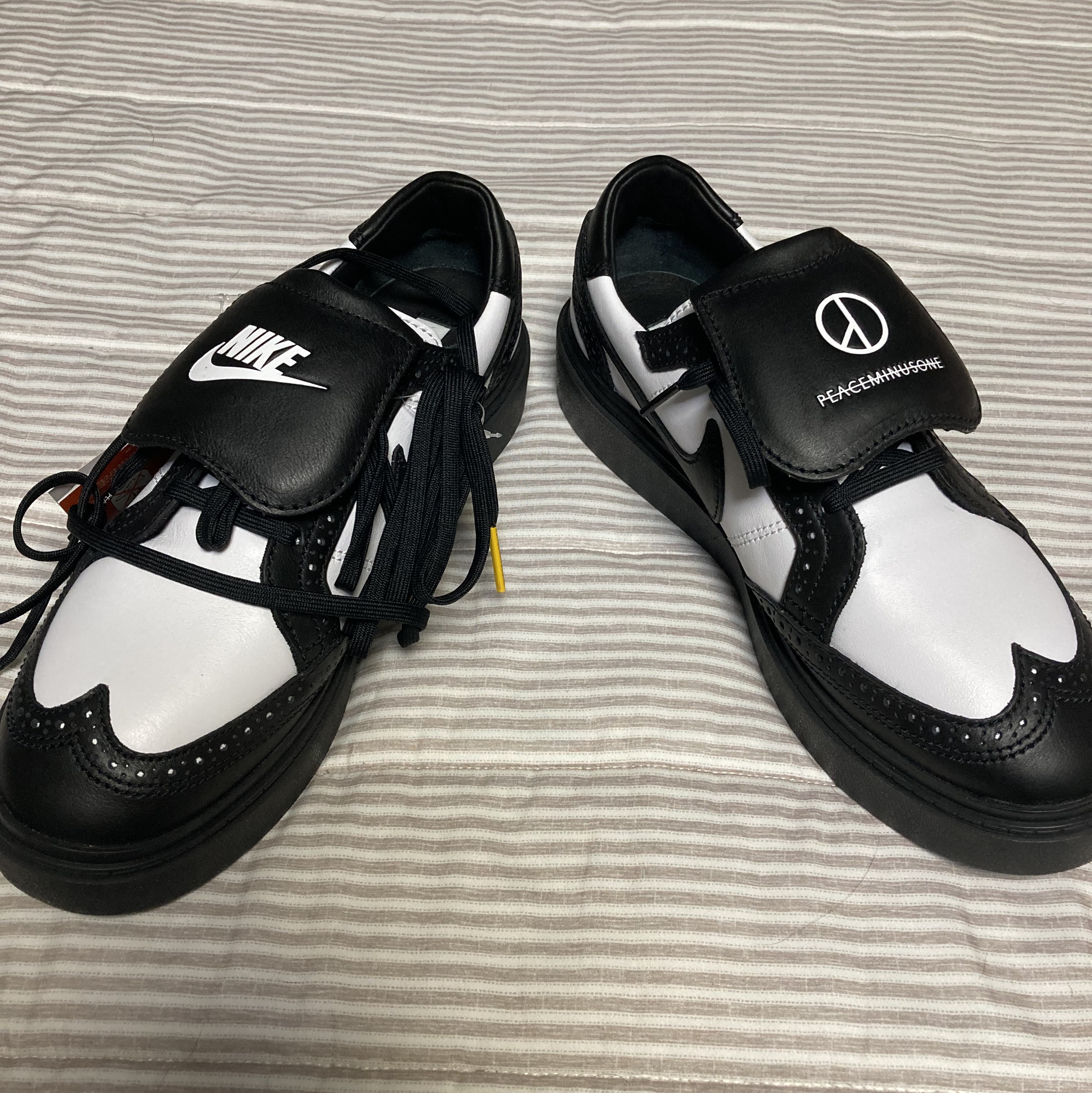 Nike x Peaceminusone Kwondo1 Black and White 착용 스타일 - 1