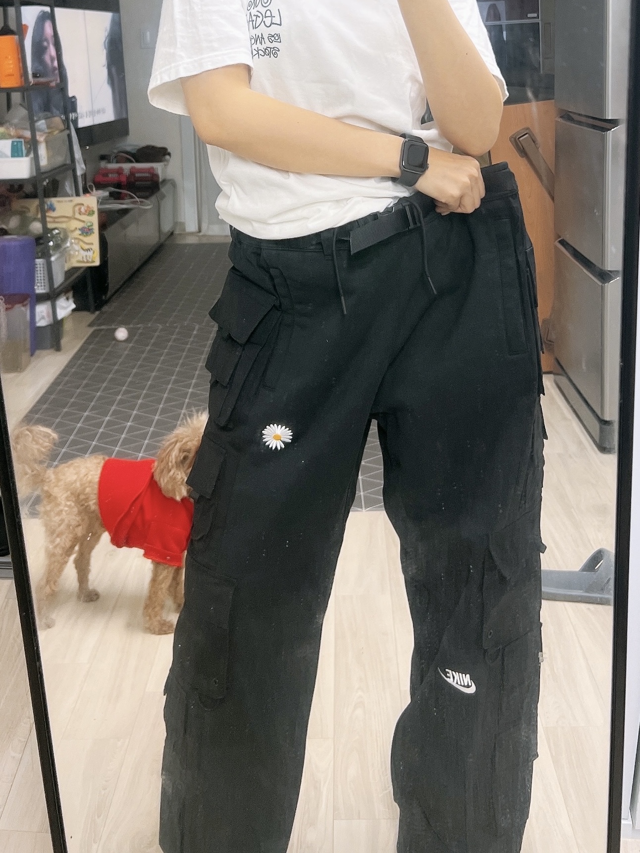 Nike x Peaceminusone Wide Pants Black (DR0096-010) 착용 스타일 - 3