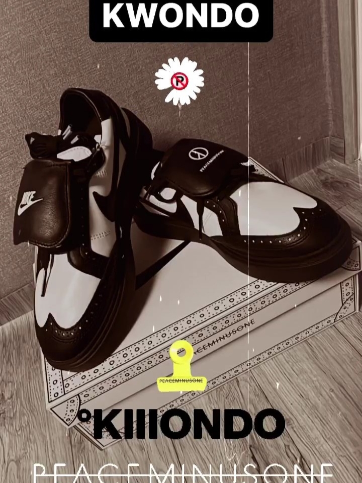 Nike x Peaceminusone Kwondo1 Black and White 착용 스타일