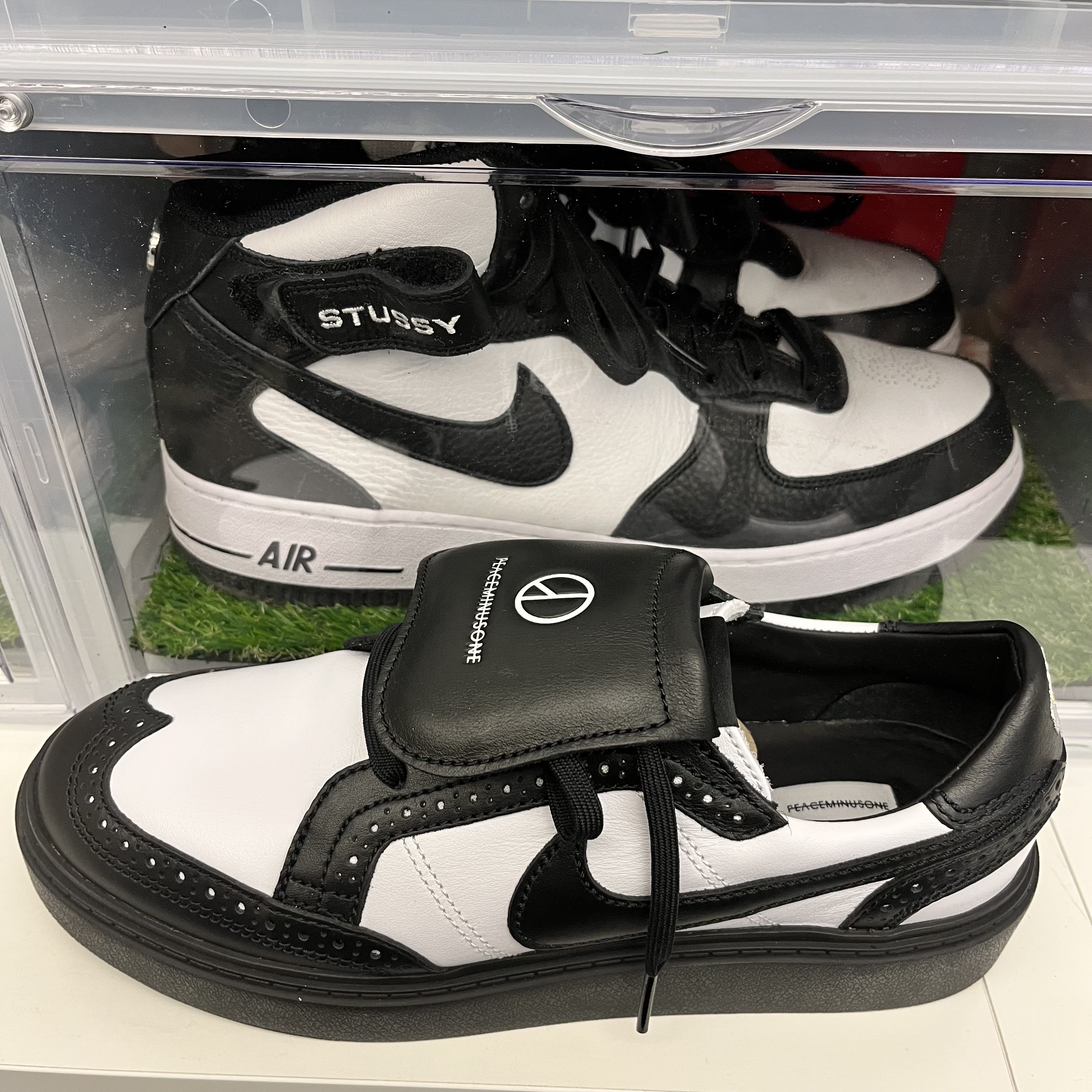 Nike x Peaceminusone Kwondo1 Black and White 착용 스타일 - 1