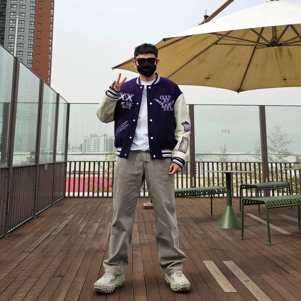 Wooyoungmi Varsity Jacket Violet - 23SS, Balenciaga Defender Sneakers Beige 착용 스타일 - 2
