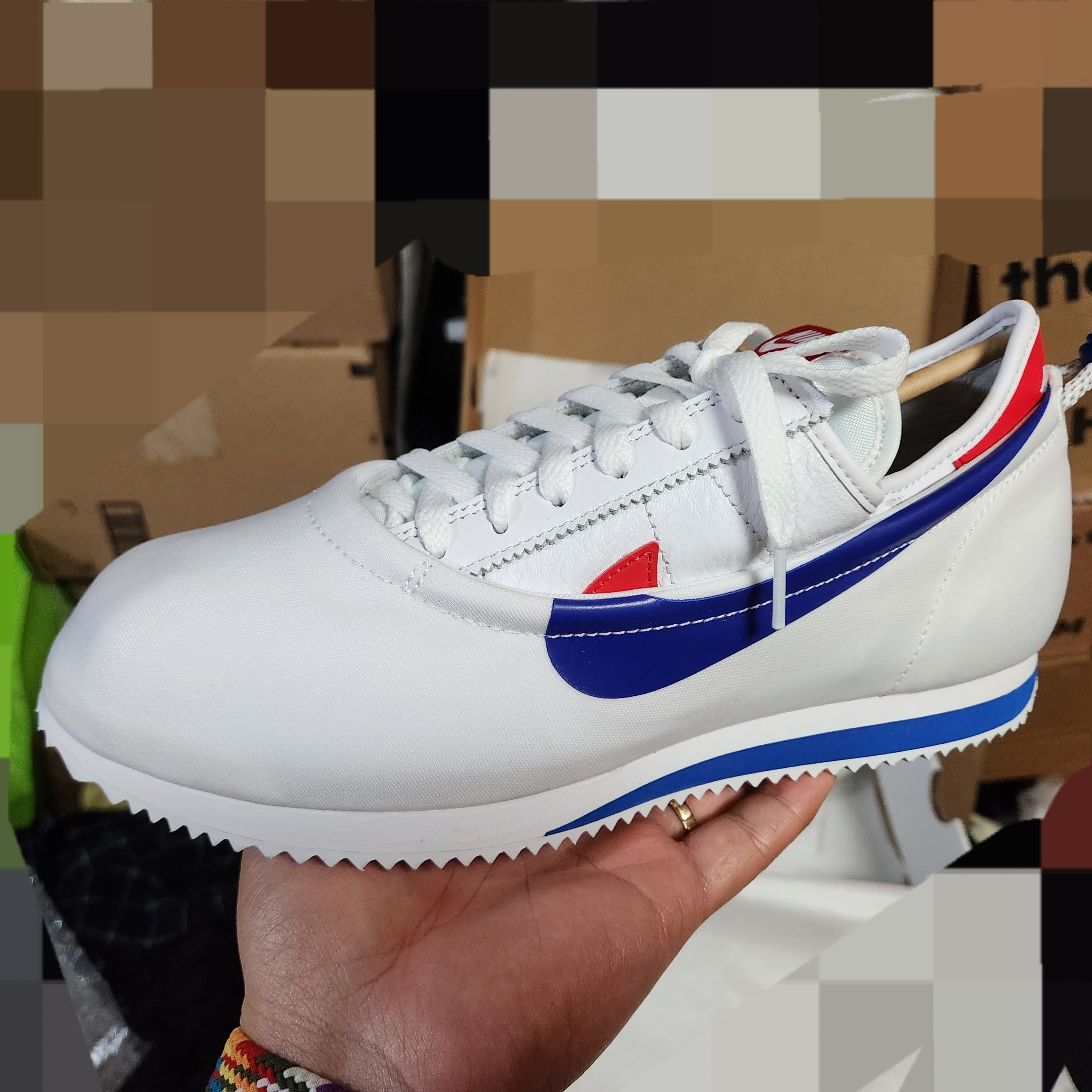Nike x Clot Cortez SP White and Game Royal 착용 스타일 - 3