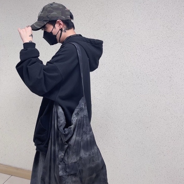 Project G/R Orgasm Donor Hoodie Washed Black, Millo Archive Dyeing Nylon Shoulder Bag Stone Gray 착용 스타일 - 2