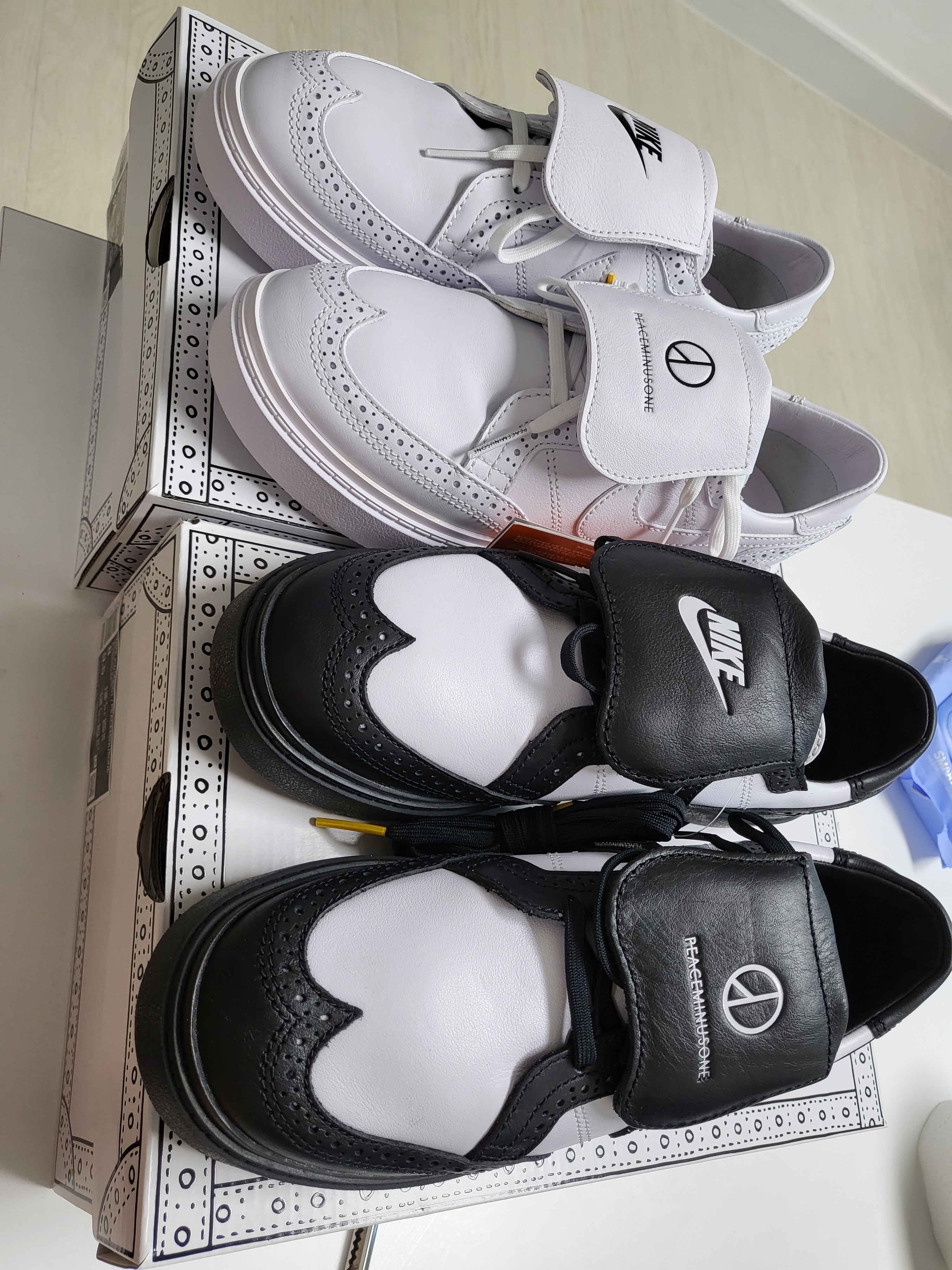 Nike x Peaceminusone Kwondo1 White, Nike x Peaceminusone Kwondo1 Black and White 착용 스타일