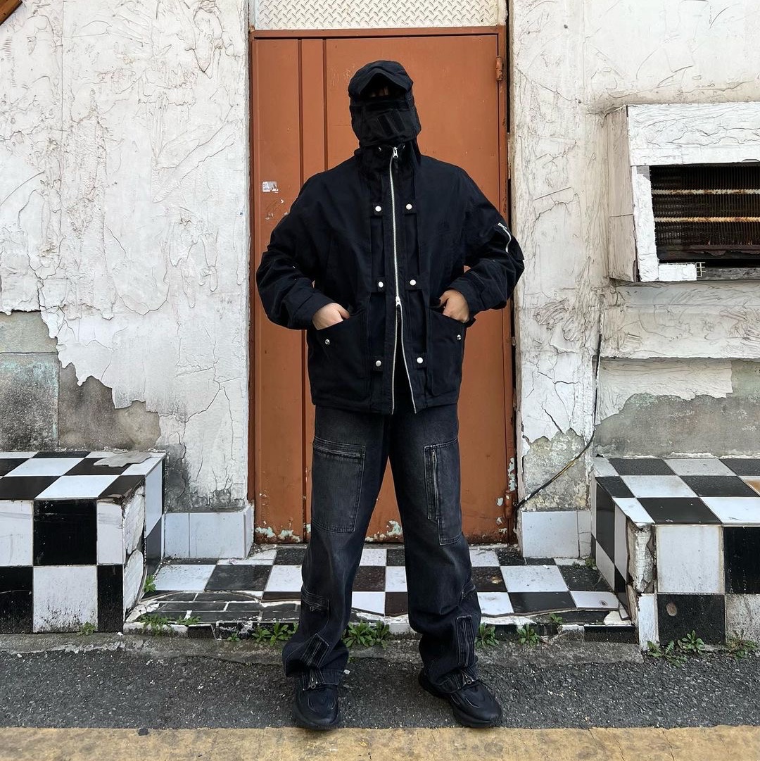 Thevinylhouse Flight Denim Pants Black 착용 스타일 - 1