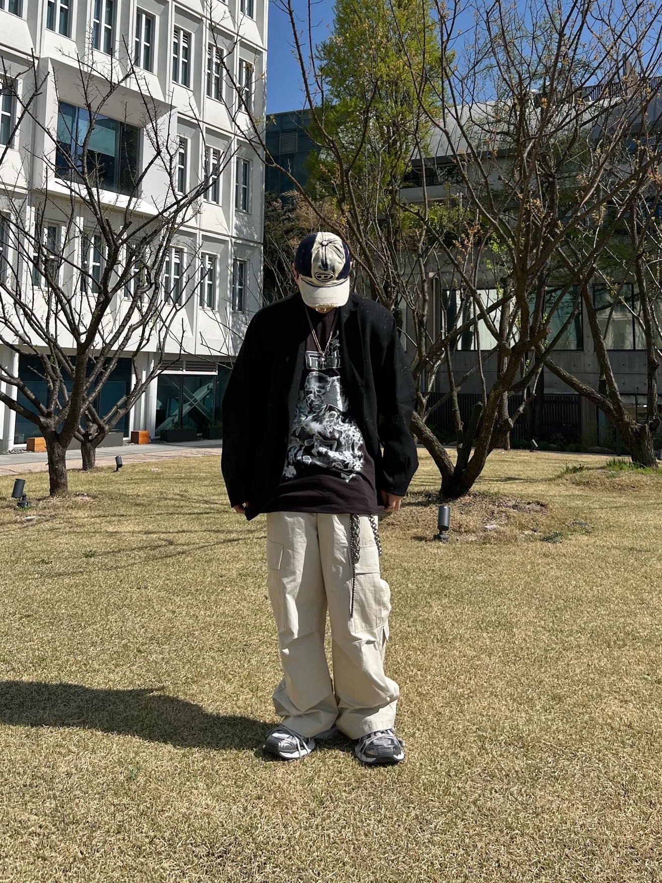 Diesel C-Seymon Treated Denim Baseball Cap Blue White, Balenciaga 3XL Sneakers Grey White Red 착용 스타일 - 1