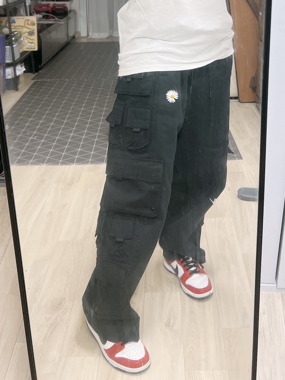Nike x Peaceminusone Wide Pants Black (DR0096-010) 착용 스타일 - 2