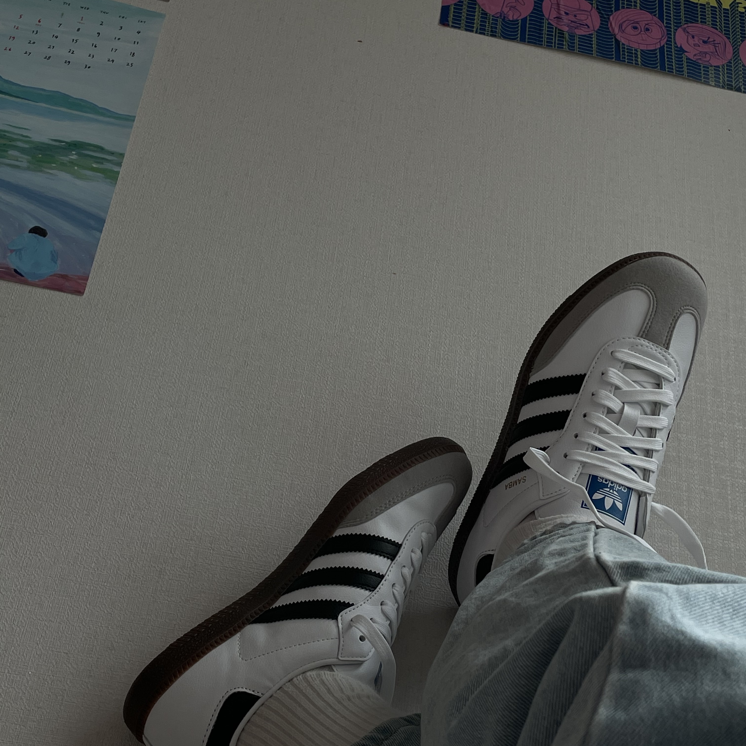 Adidas Samba Vegan White Black 착용 스타일