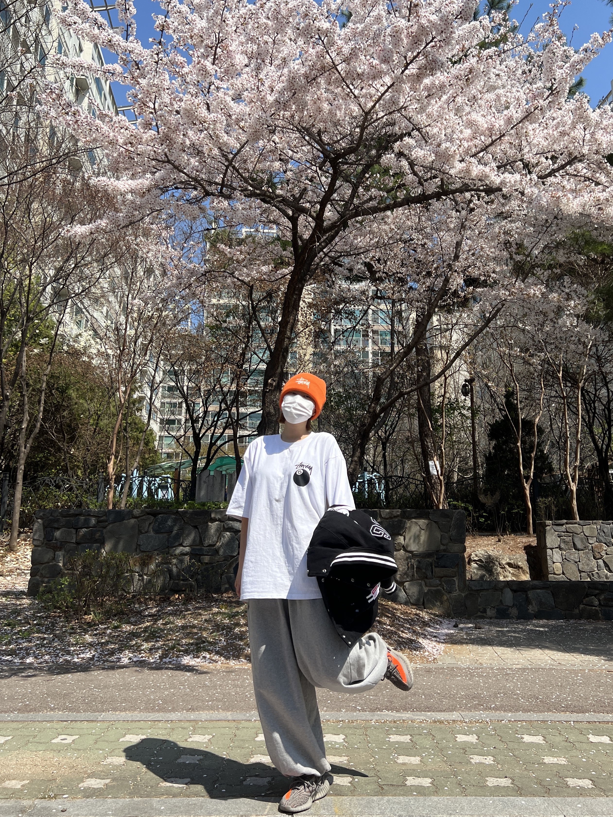 Adidas Yeezy Boost 350 V2 Beluga - Reflective, Stussy 8 Ball T-Shirt White - 22SS 착용 스타일