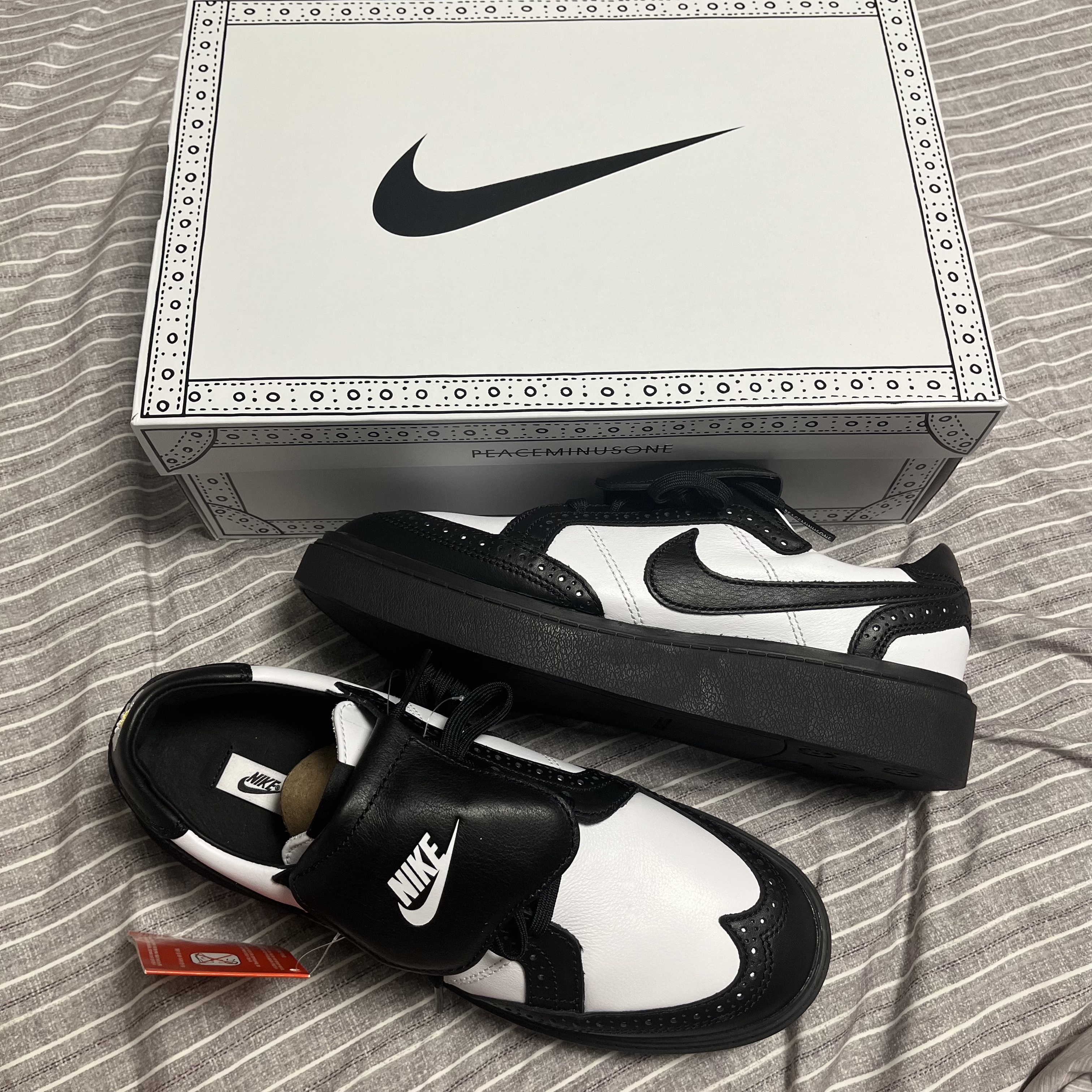 Nike x Peaceminusone Kwondo1 Black and White 착용 스타일