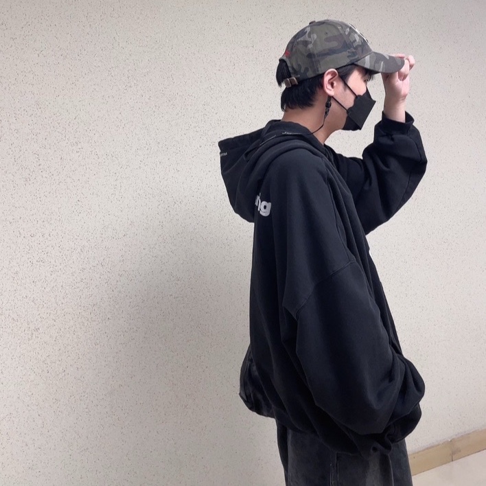Project G/R Orgasm Donor Hoodie Washed Black, Millo Archive Dyeing Nylon Shoulder Bag Stone Gray 착용 스타일 - 1