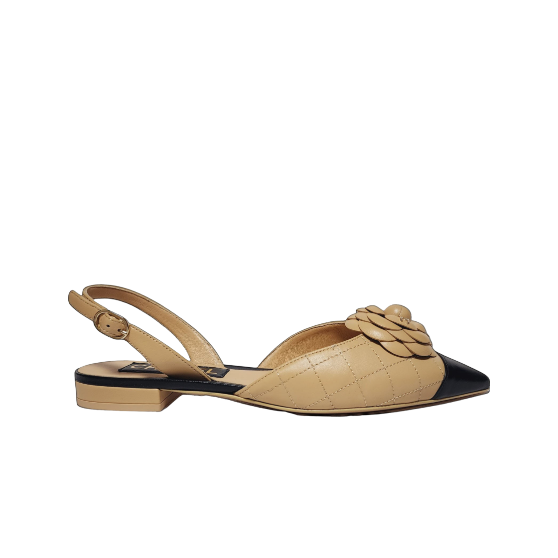 (W) 샤넬 슬링백 램스킨 & 베이지 블랙((W) Chanel Slingbacks Lambskin & Beige Black) - 1
