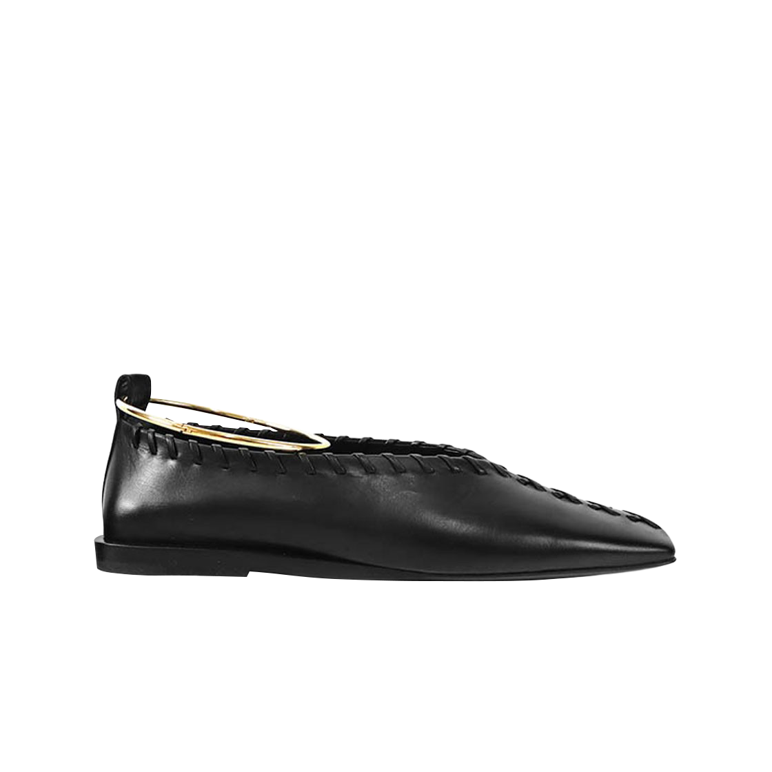 (W) 질 샌더 메탈 앵클 브레이슬릿 발레리나 슈즈 블랙((W) Jil Sander Metal Ankle Bracelet Ballerinas Black)