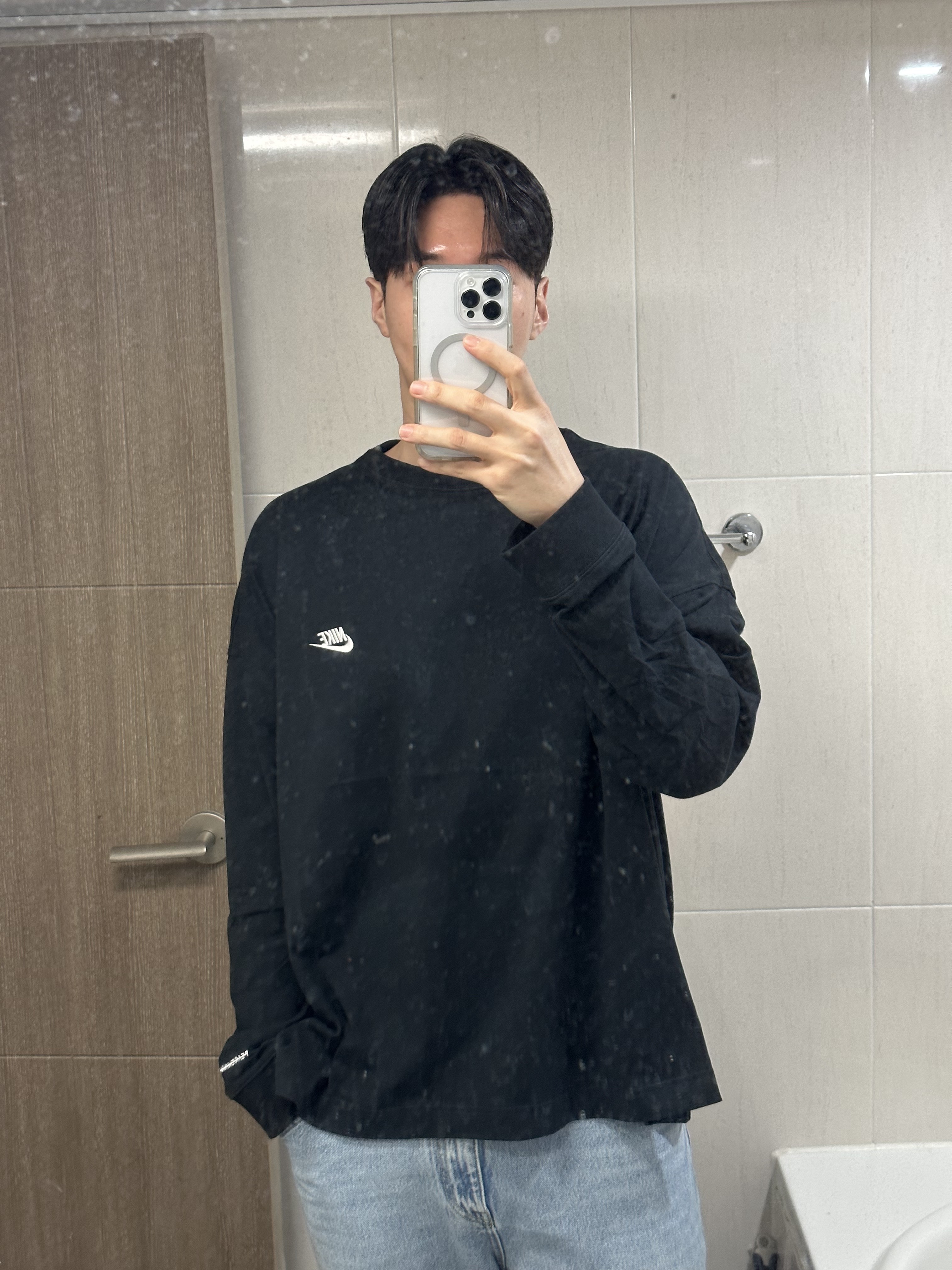 Nike x Peaceminusone LS T-Shirt Black (DR0098-010) 착용 스타일 - 1