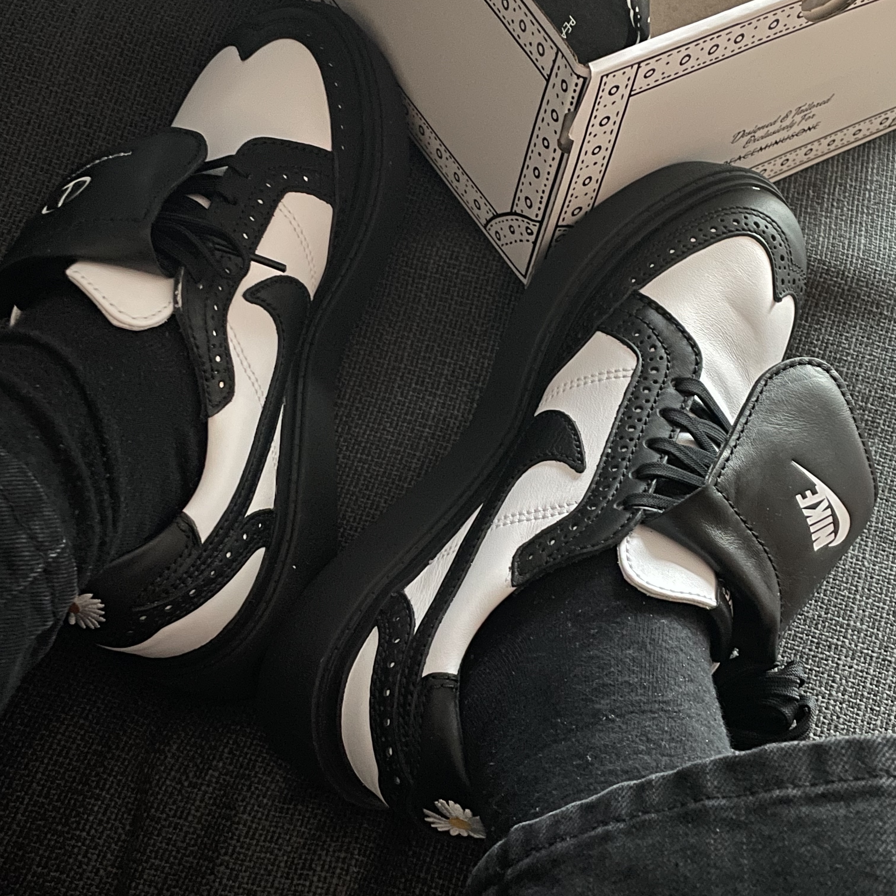 Nike x Peaceminusone Kwondo1 Black and White 착용 스타일 - 1