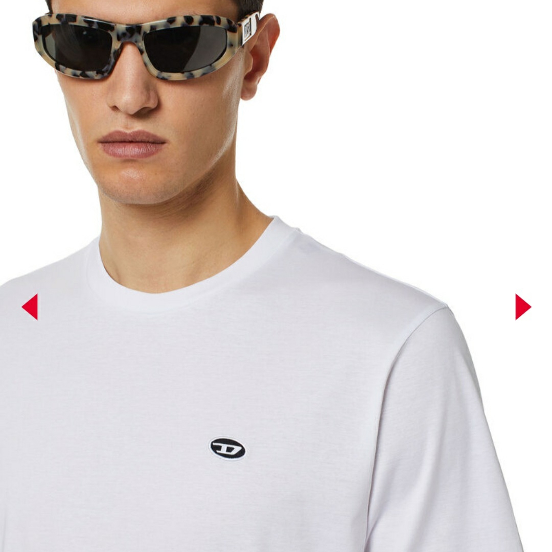 Diesel T-Just-Doval-PJ T-Shirt with Oval D Patch White 착용 스타일 - 2