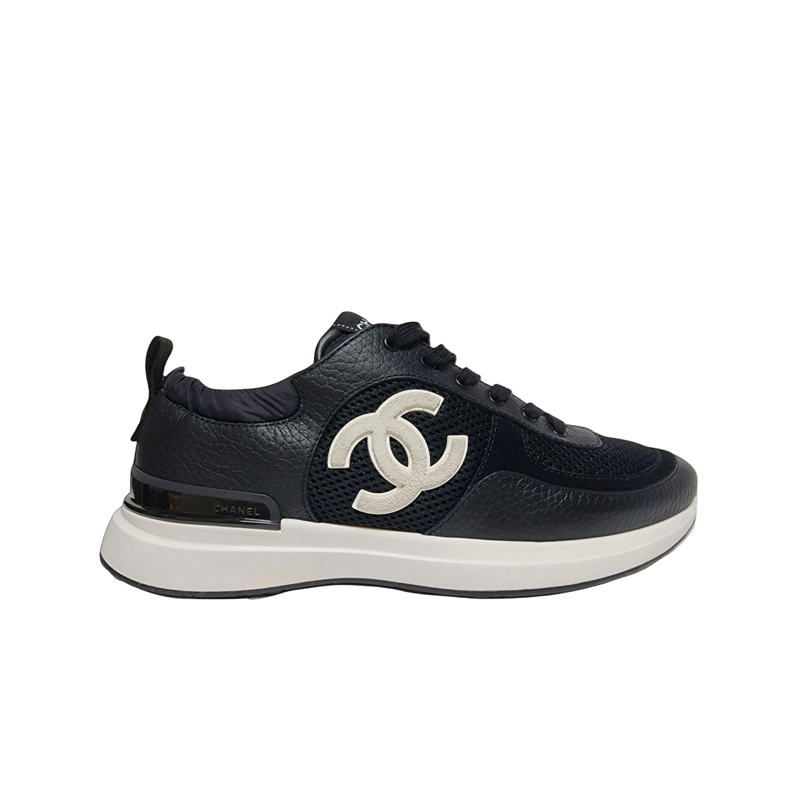 (W) 샤넬 스니커즈 메쉬 스웨이드 카프스킨 & 블랙((W) Chanel Sneakers Mesh Suede Calfskin & Black) - 1