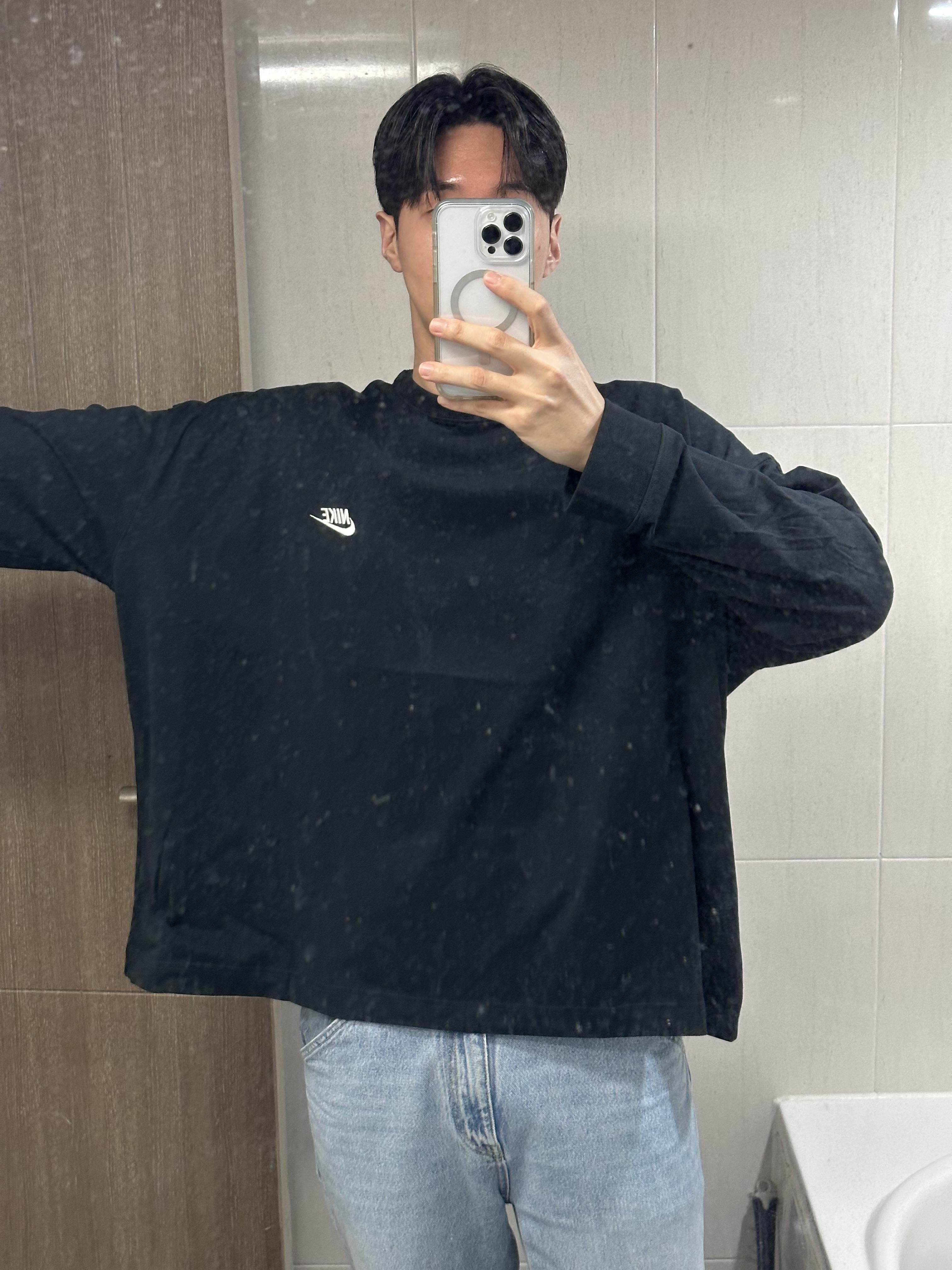 Nike x Peaceminusone LS T-Shirt Black (DR0098-010) 착용 스타일 - 2