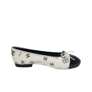 (W) Chanel Ballerina Printed Lambskin & White Black