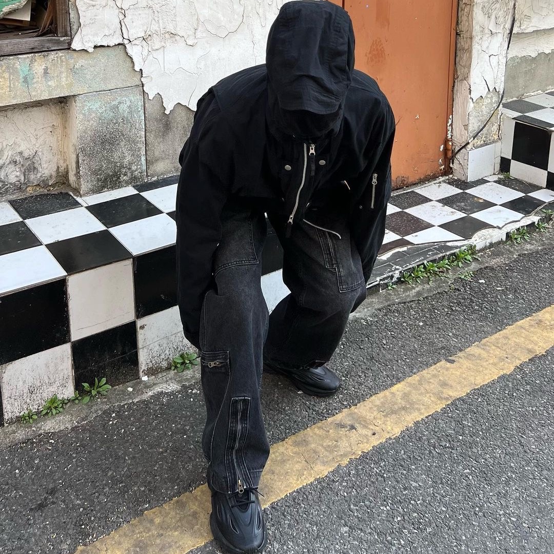 Thevinylhouse Flight Denim Pants Black 착용 스타일 - 2