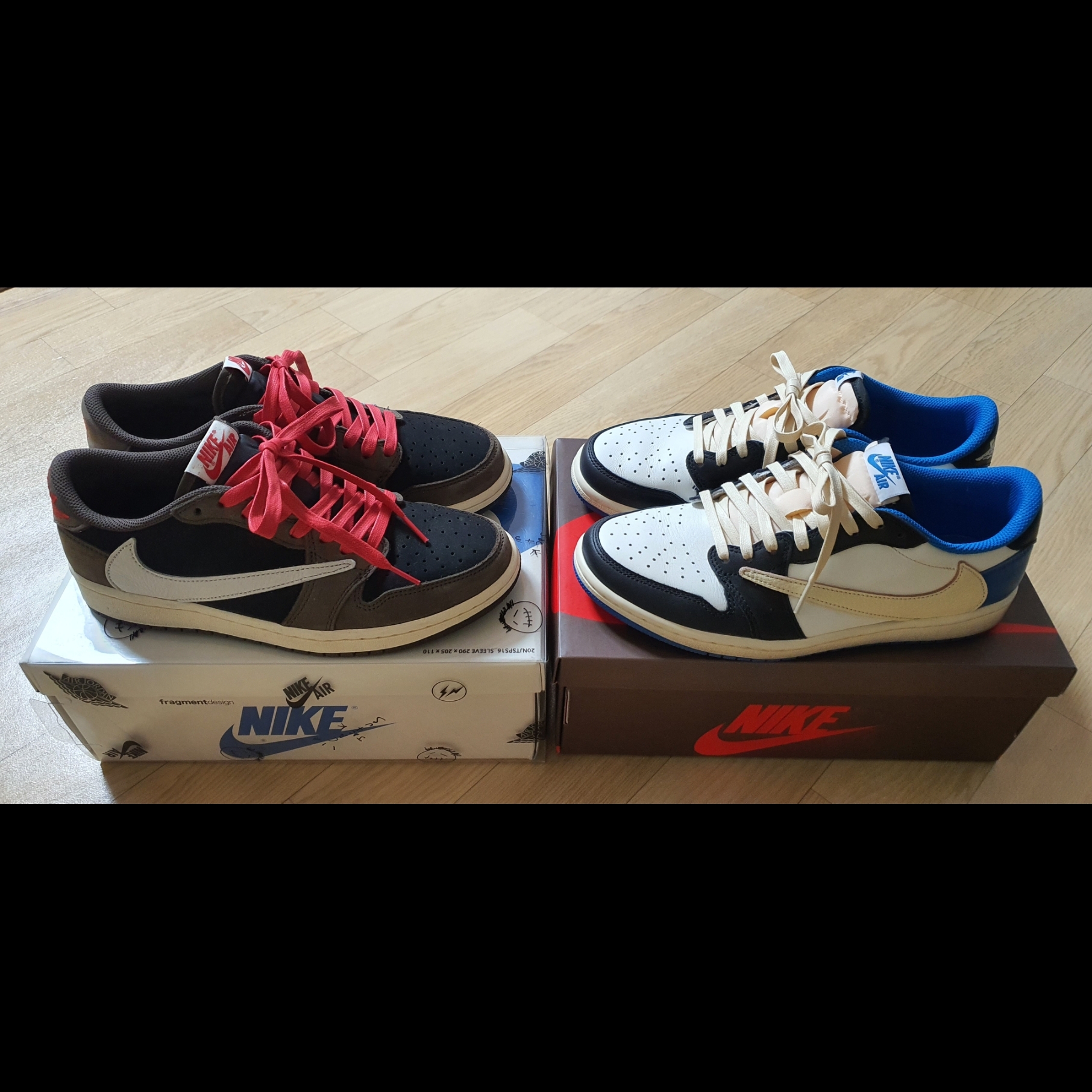 Jordan 1 x Travis Scott x Fragment Retro Low OG SP Military Blue 착용 스타일