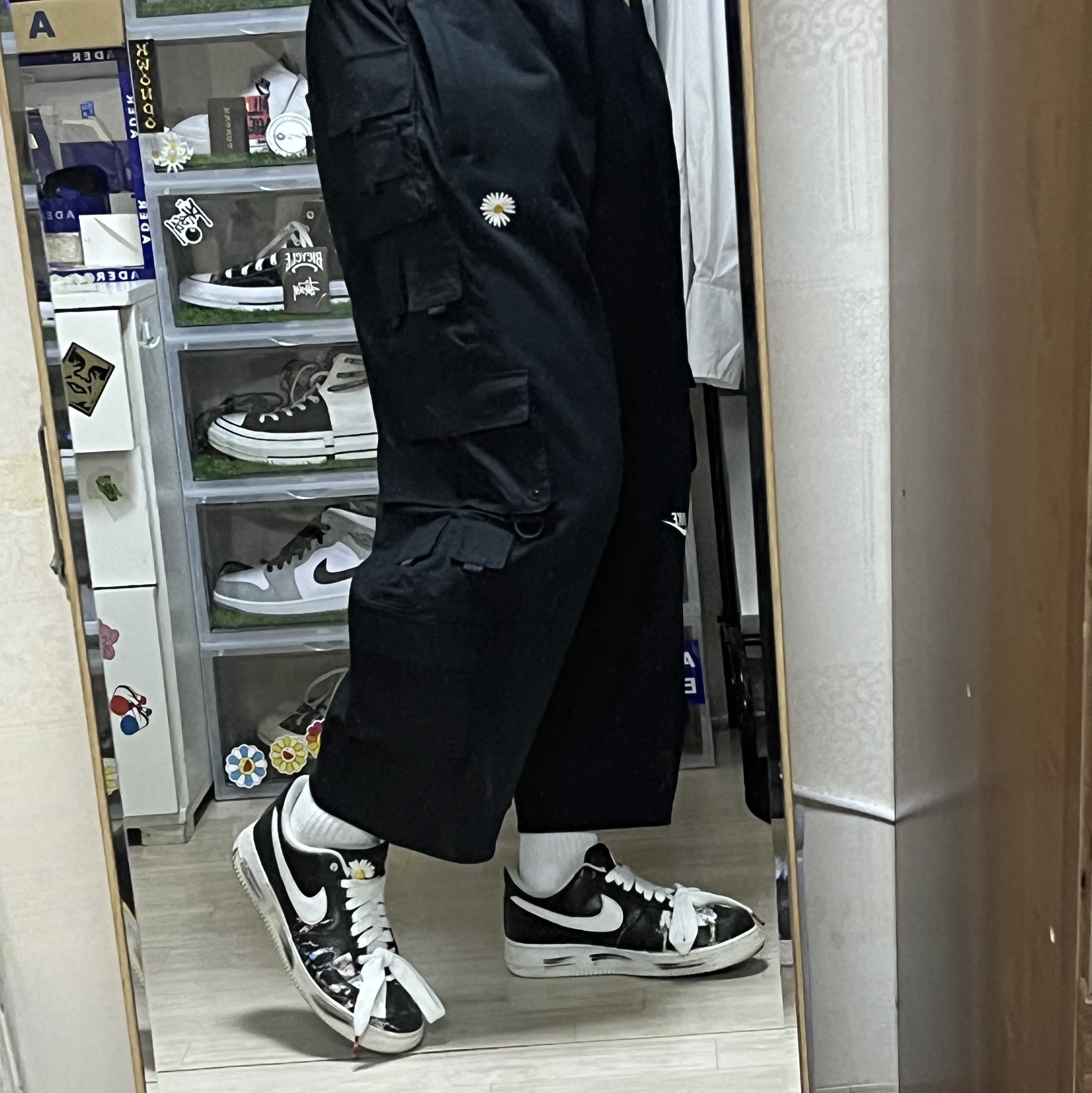 Nike x Peaceminusone Wide Pants Black (DR0096-010) 착용 스타일