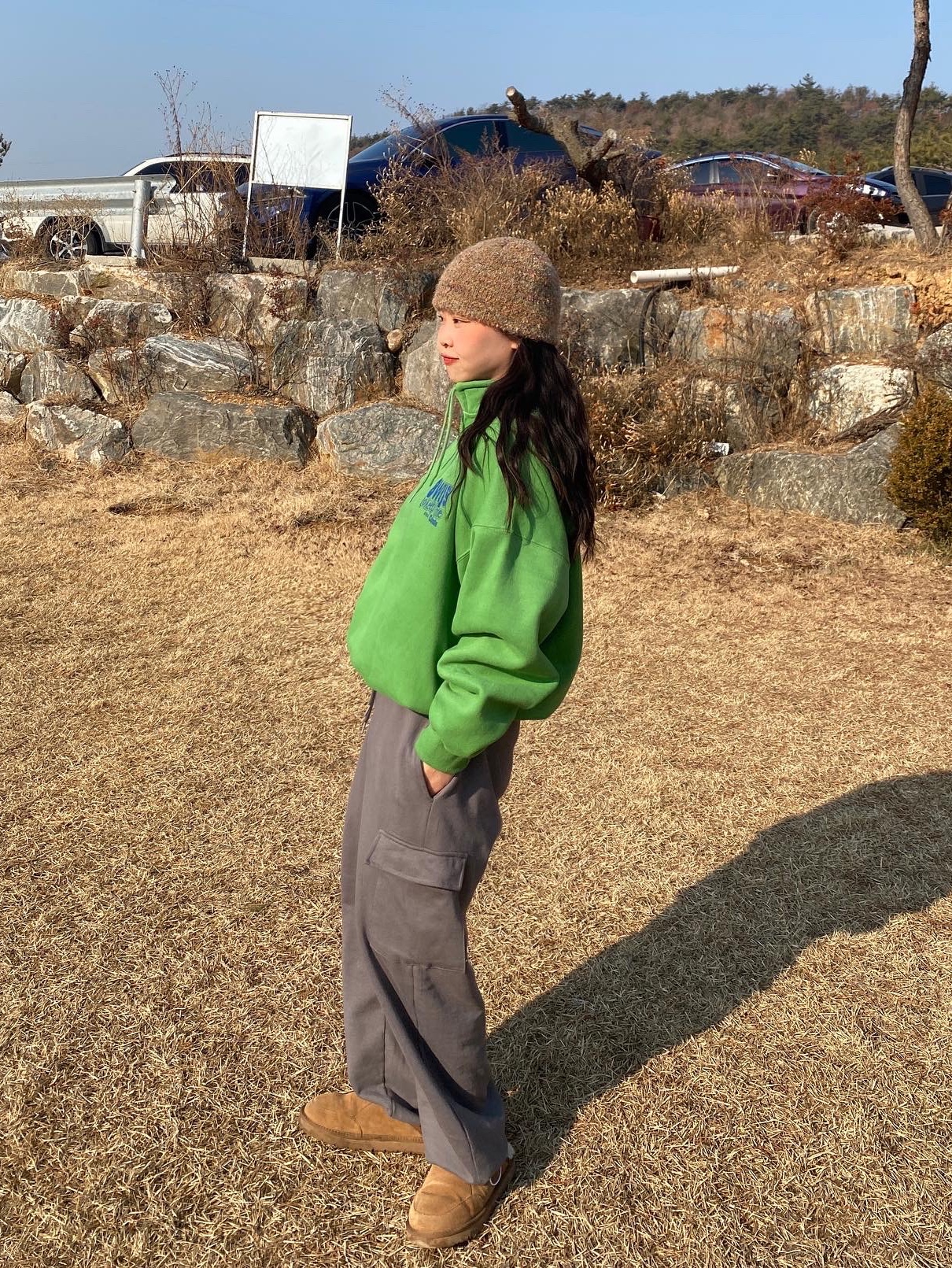 Teket 8Ways Half Zip-Up Sweatshirt Green 착용 스타일 - 2