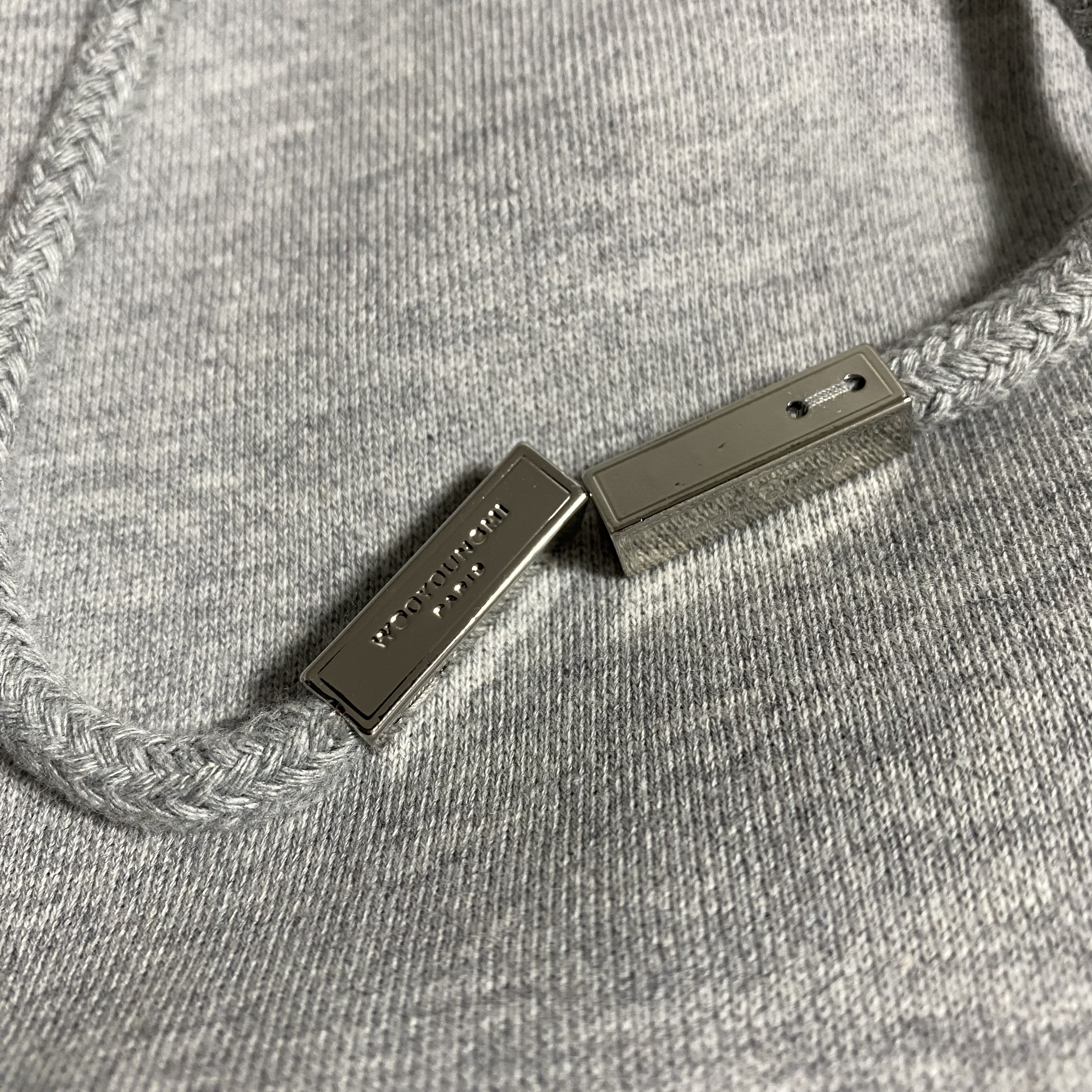 Wooyoungmi Cotton Back Logo Hooded Sweatshirt Grey - 23SS 착용 스타일 - 2