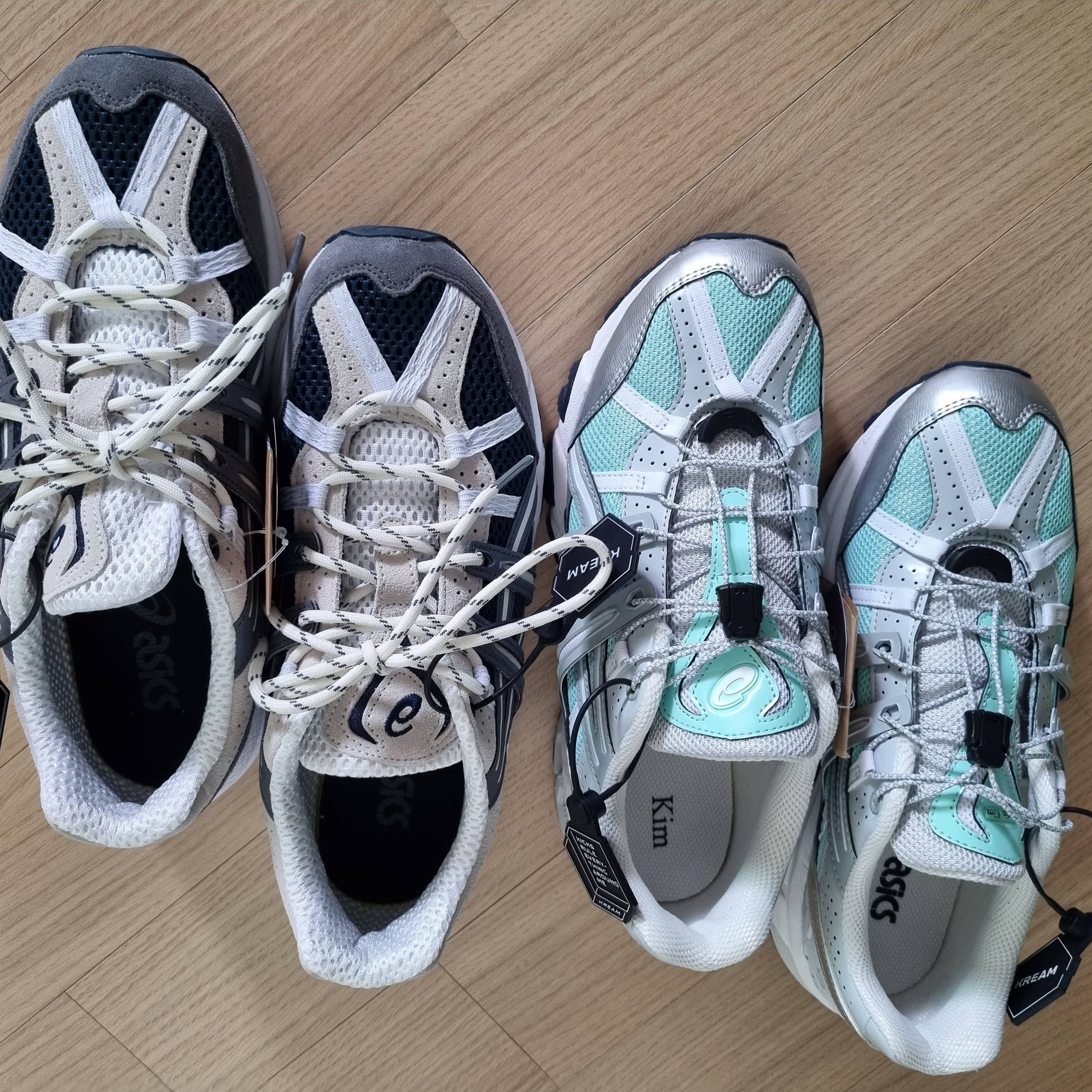 (W) Asics x Matin Kim Gel-Sonoma 15-50 Oasis Green Pure Silver, Asics Gel-Sonoma 15-50 French Blue 착용 스타일