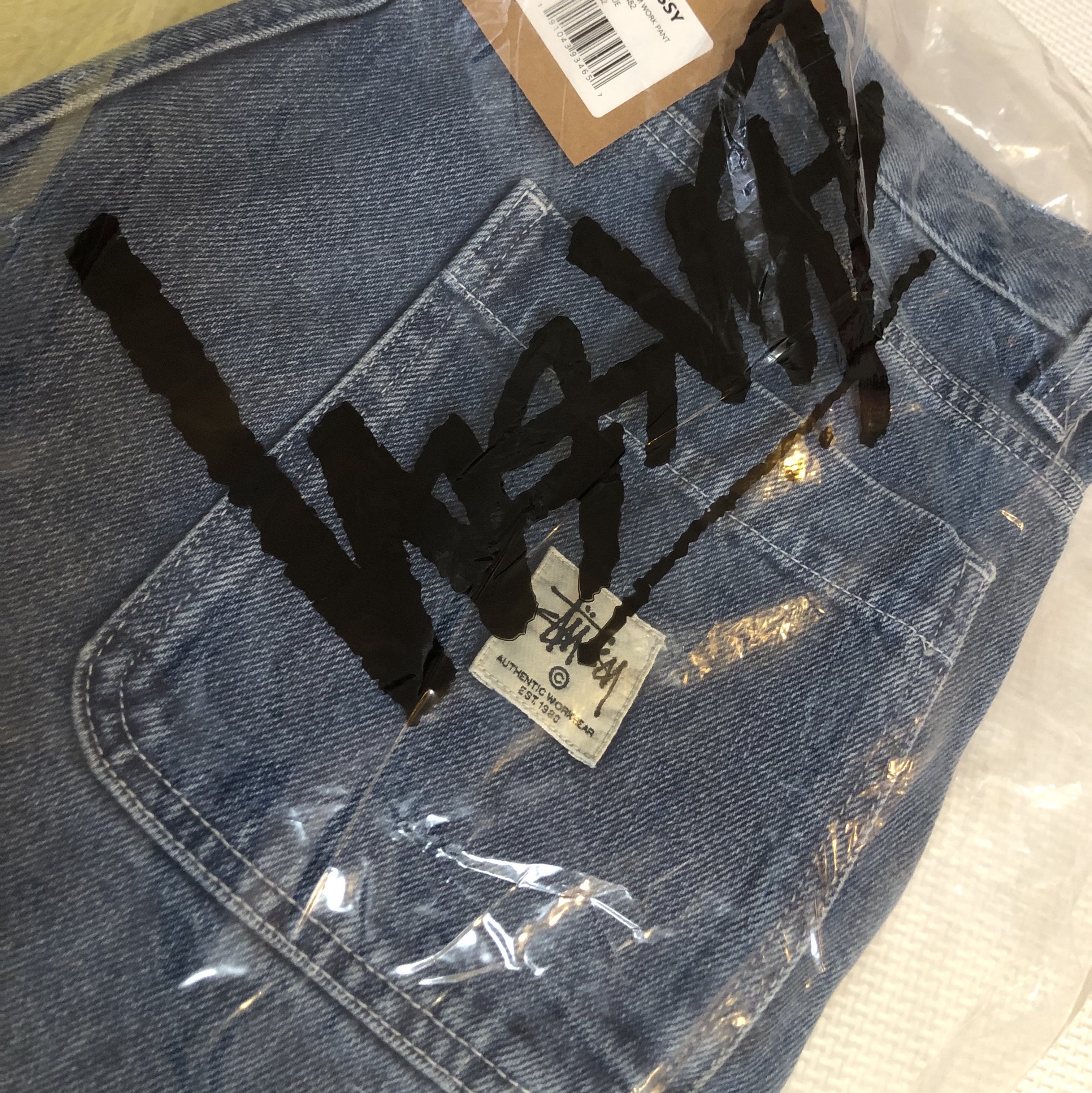 Stussy Denim Work Pants Blue 착용 스타일 - 1