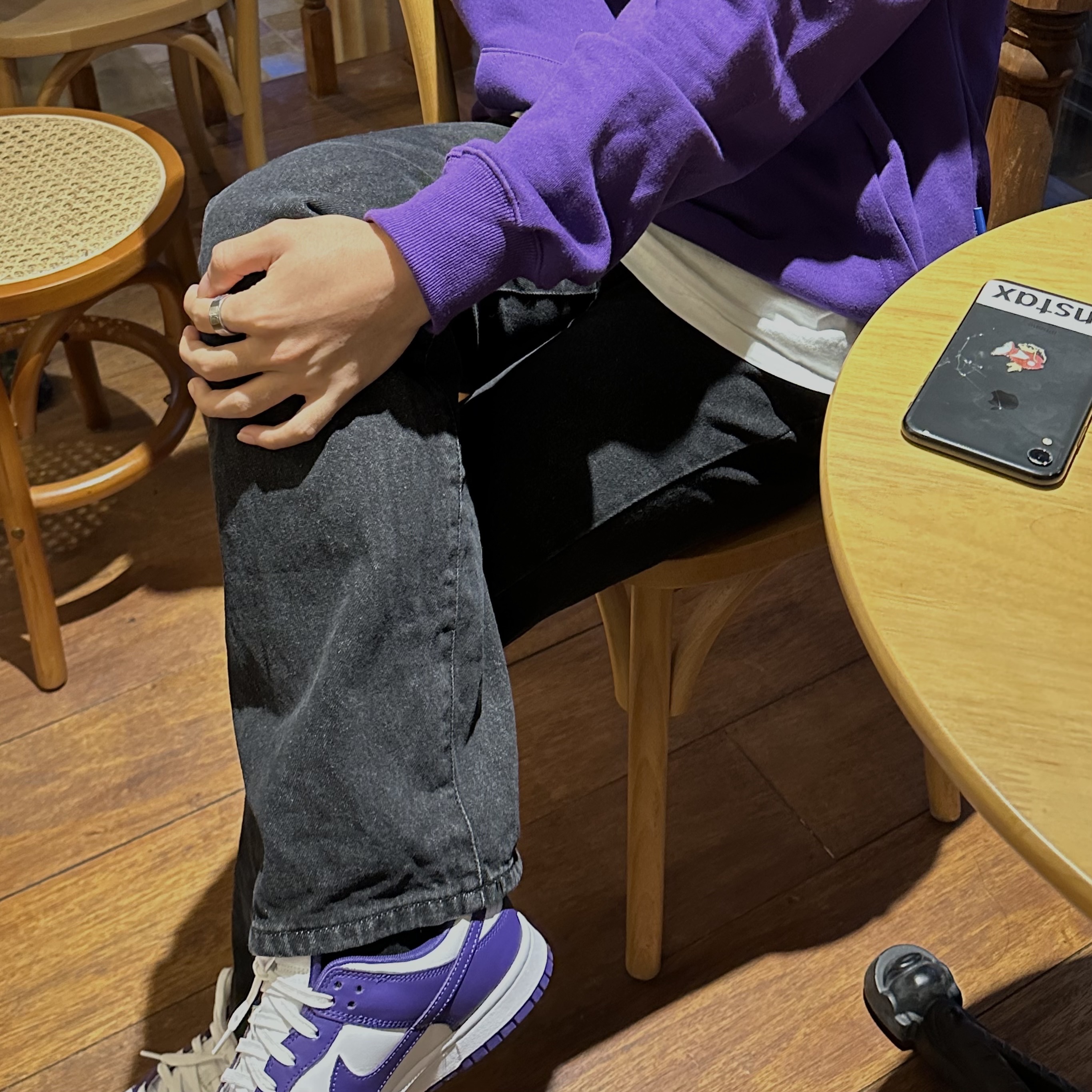 Nike Dunk Low Retro Championship Court Purple 착용 스타일