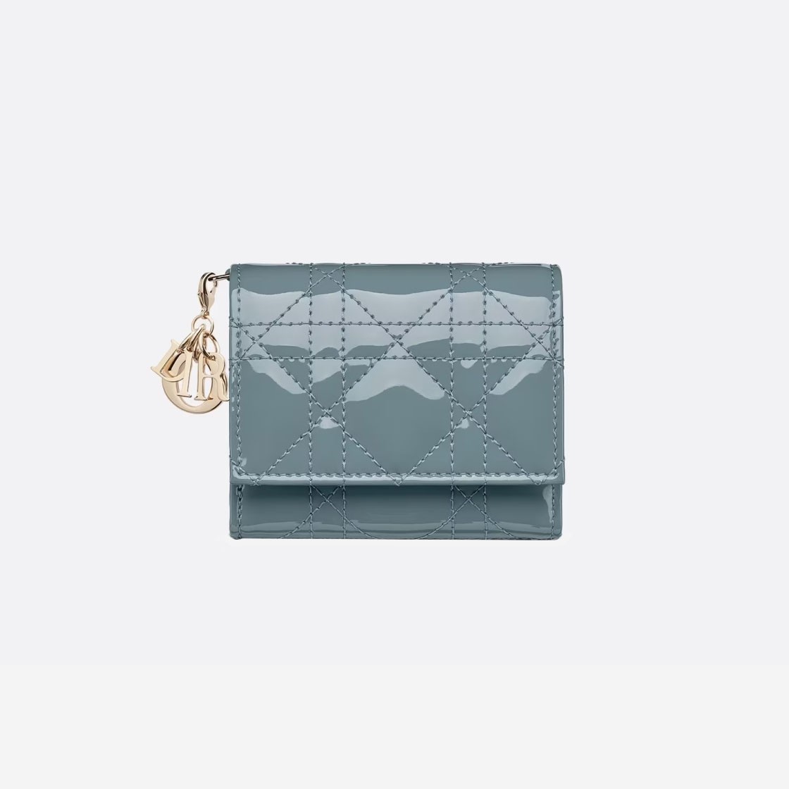 Dior Lady Lotus Wallet Patent Cannage Calfskin Cloud Blue 상세 이미지 1