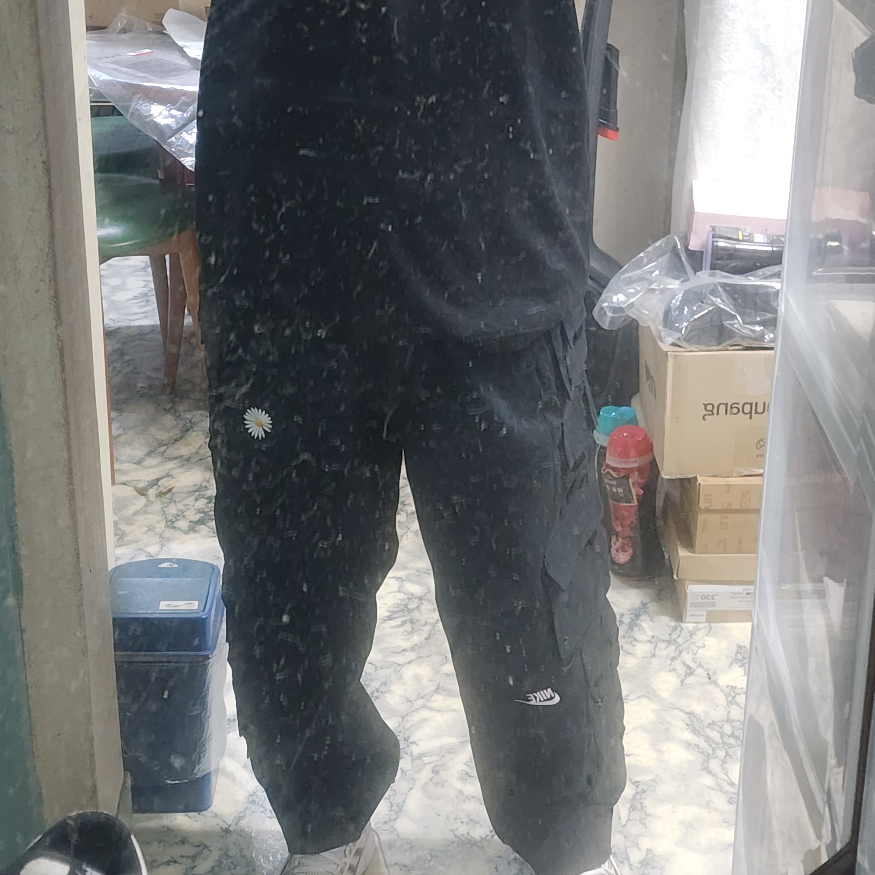 Nike x Peaceminusone Wide Pants Black (DR0096-010), (W) Asics Gel-Kayano 14 White Midnight 착용 스타일 - 1