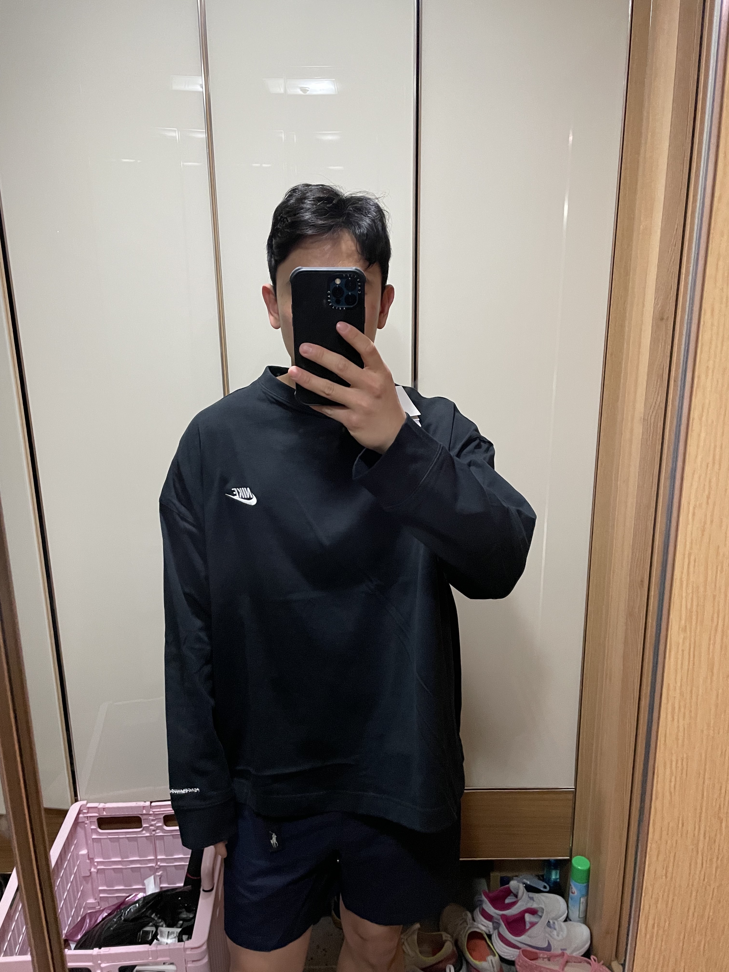 (W) Nike Zoom Vomero 5 Cobblestone and Flat Pewter, Nike x Peaceminusone LS T-Shirt Black (DR0098-010) 착용 스타일 - 3