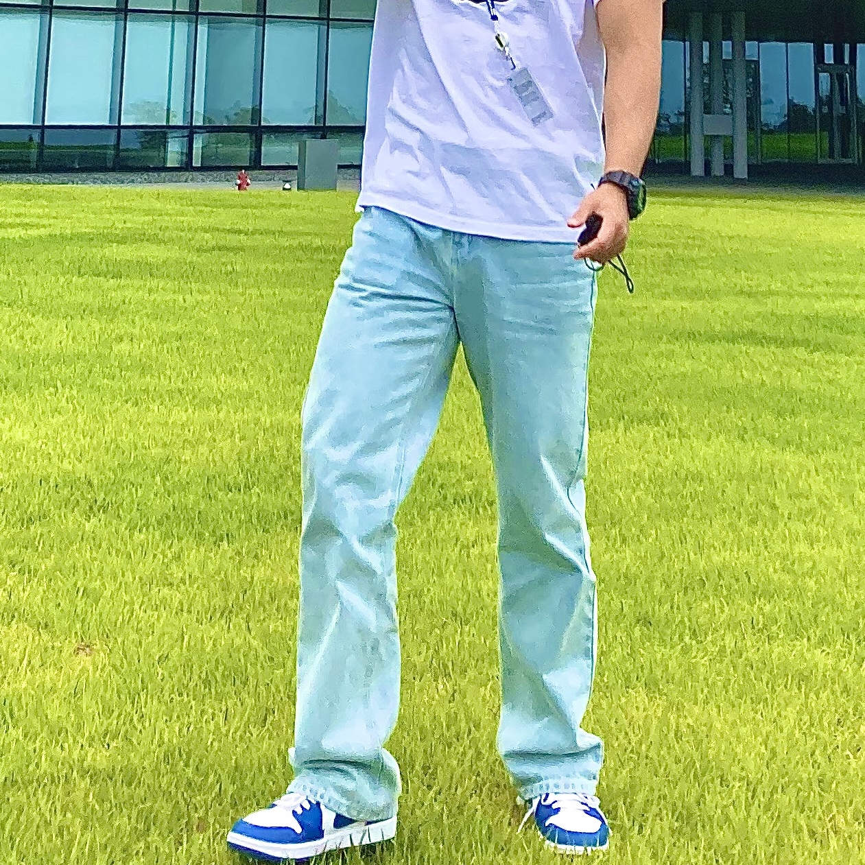 (W) Jordan 1 Low White Dark Marina Blue 착용 스타일