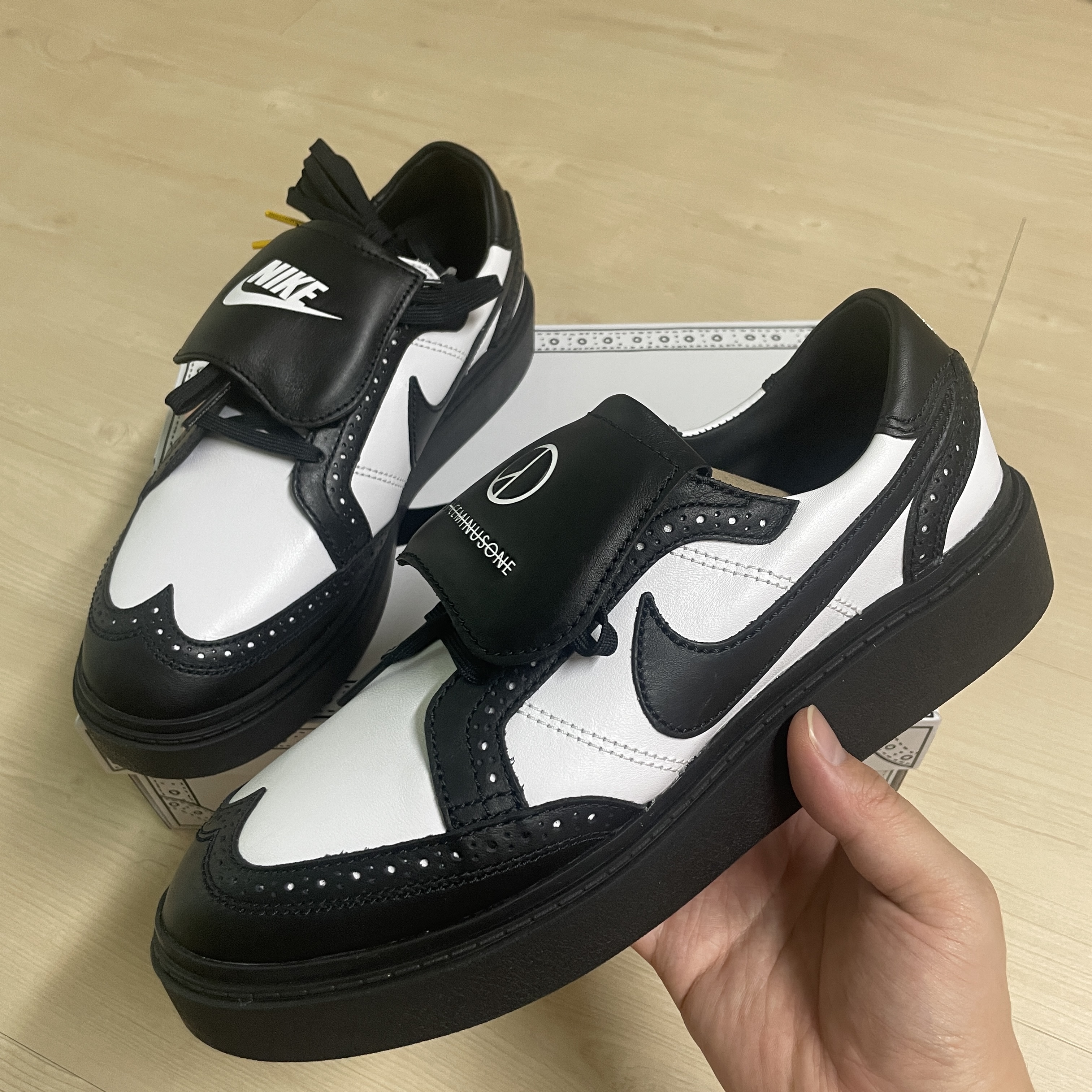 Nike x Peaceminusone Kwondo1 Black and White 착용 스타일 - 1