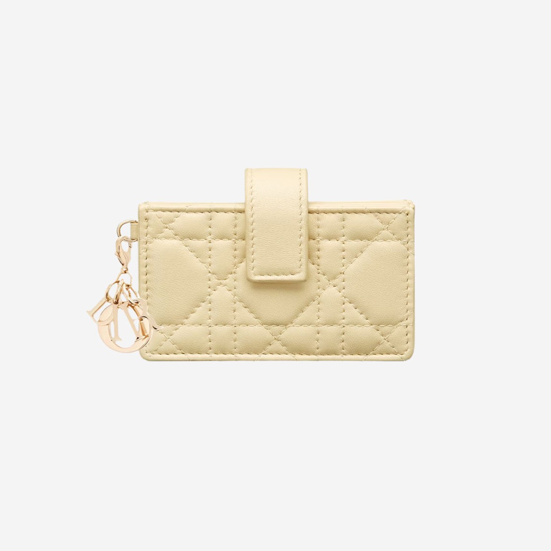 Dior Lady 5-Gusset Card Holder Cannage Lambskin Pale Yellow 상세 이미지 2