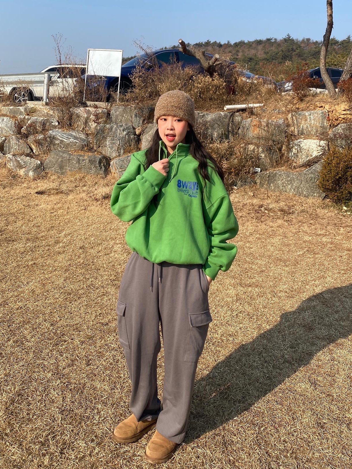 Teket 8Ways Half Zip-Up Sweatshirt Green 착용 스타일 - 1
