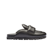 (W) Prada Soft Padded Nappa Leather Sabots Black