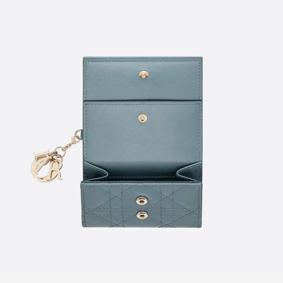 Dior Lady Lotus Wallet Patent Cannage Calfskin Cloud Blue 상세 이미지 2