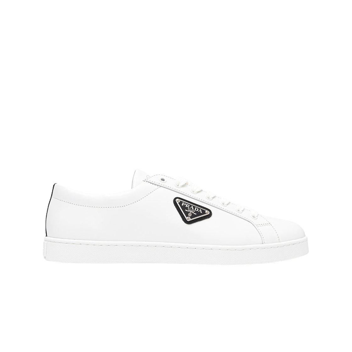 프라다 브러쉬드 레더 스니커즈 화이트 블랙(Prada Brushed Leather Sneakers White Black)
