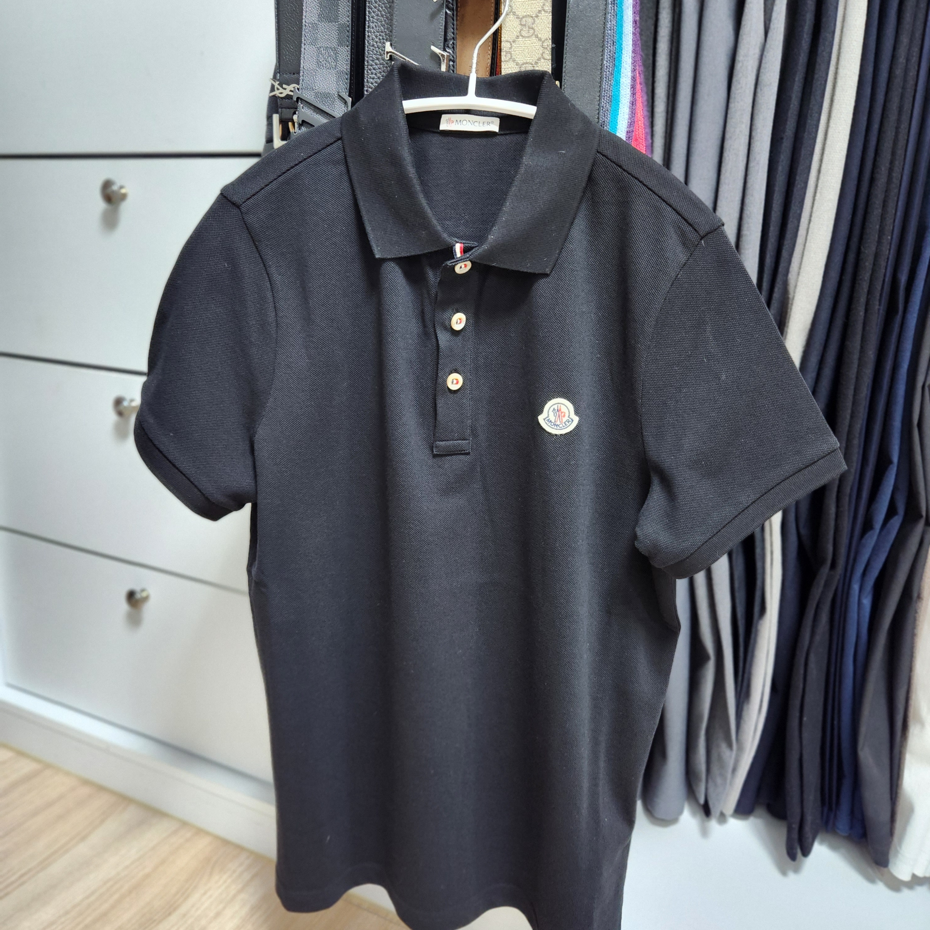Moncler Logo Polo Shirt Black - 23SS 착용 스타일