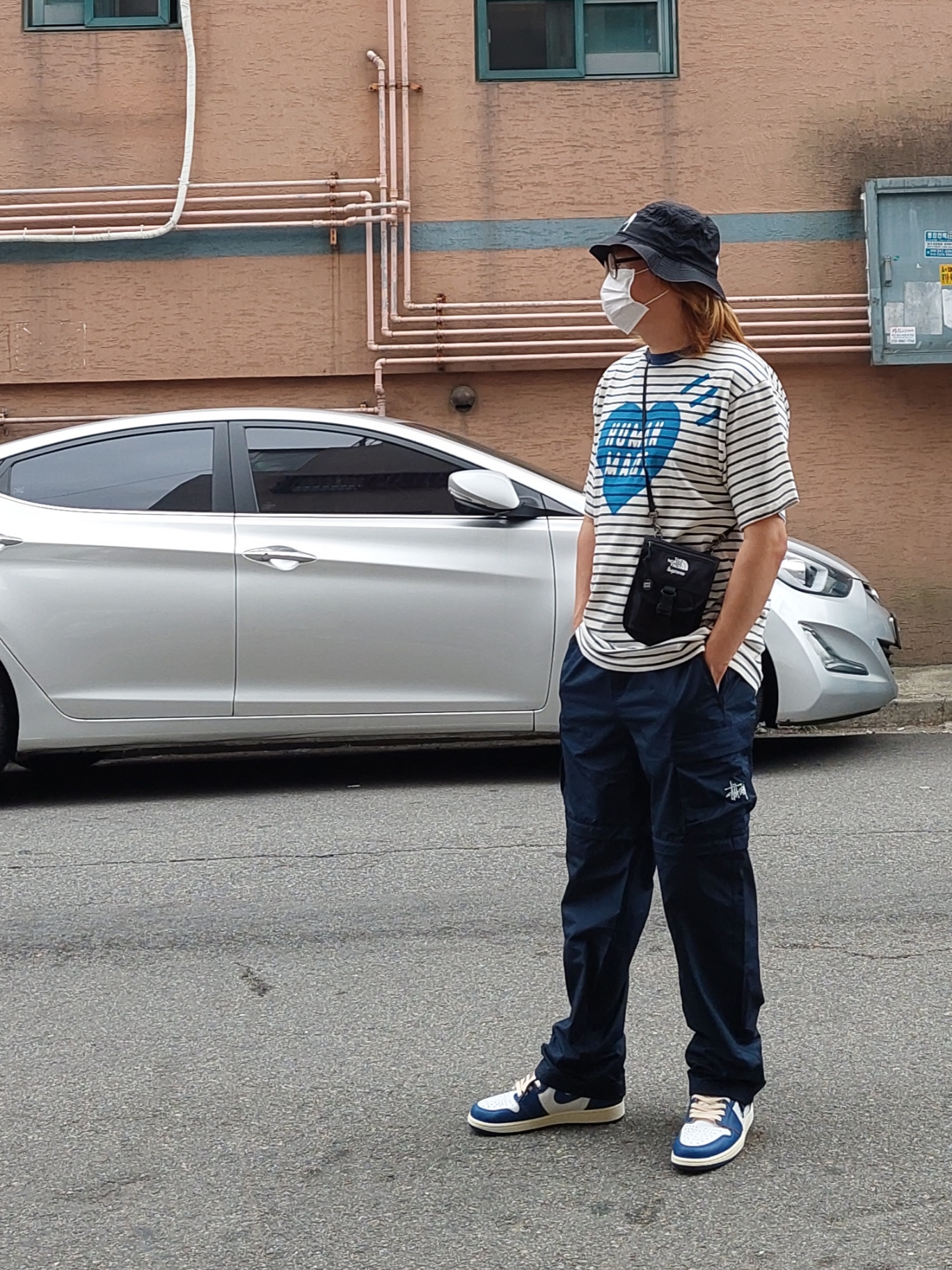Human Made Border T-Shirt Navy, Supreme x The North Face RTG Utility Pouch Black - 20SS 착용 스타일